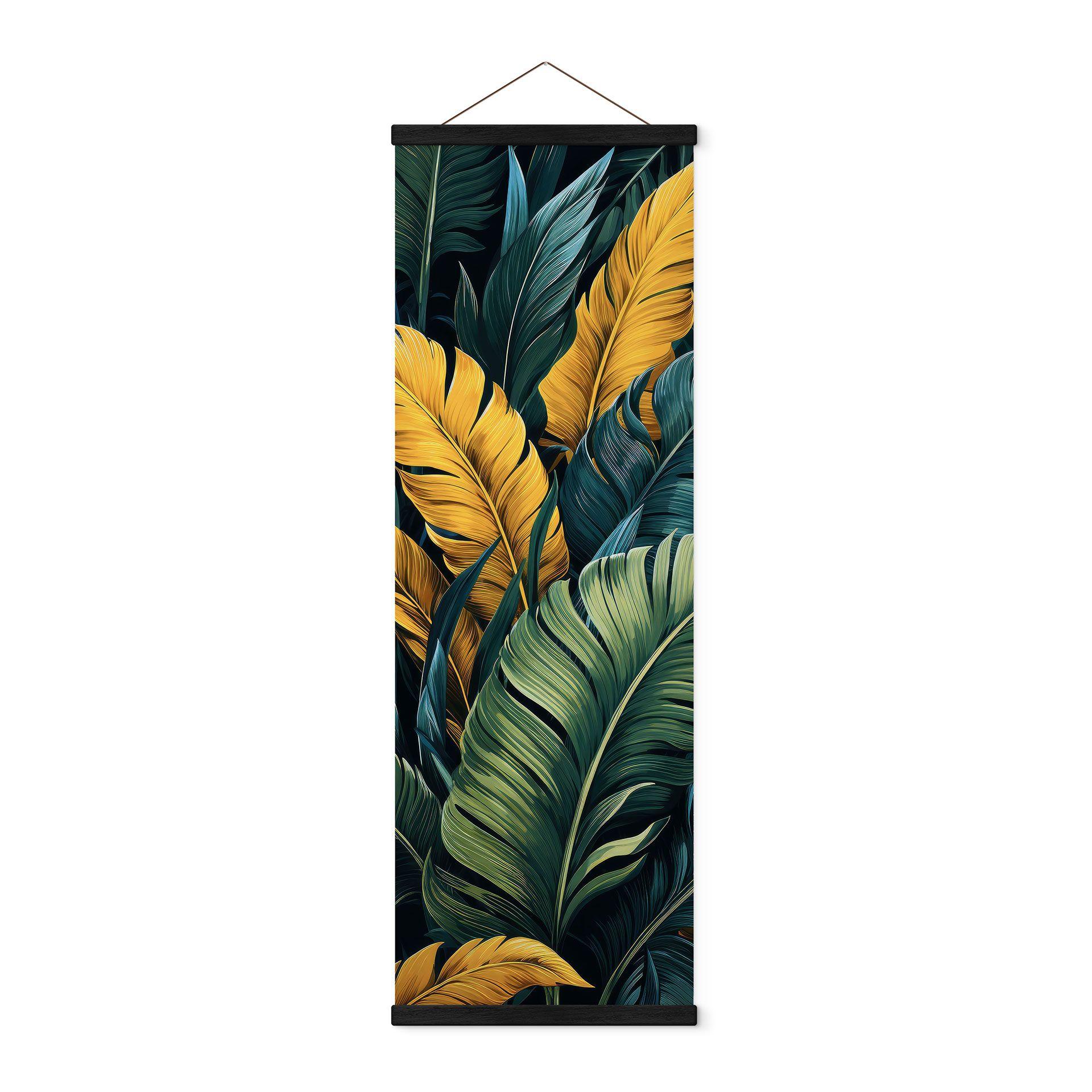 Póster de tela Hojas de palmera de colores - Jaszke - Panorama