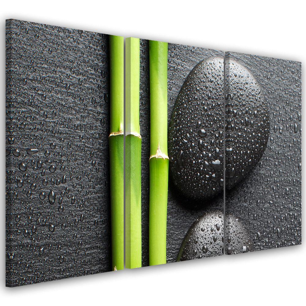 3 stykke lærredstryk Stones Bamboo Zen Spa