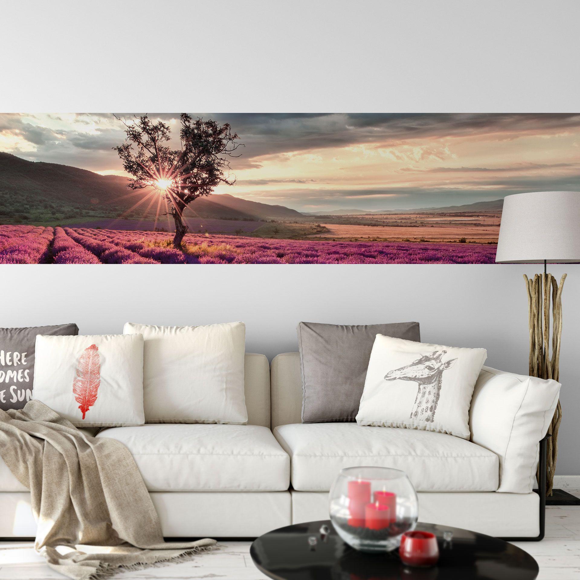 Papier peint photo - Fleurs de lavande en Provence - Format Panorama (48x260 cm)