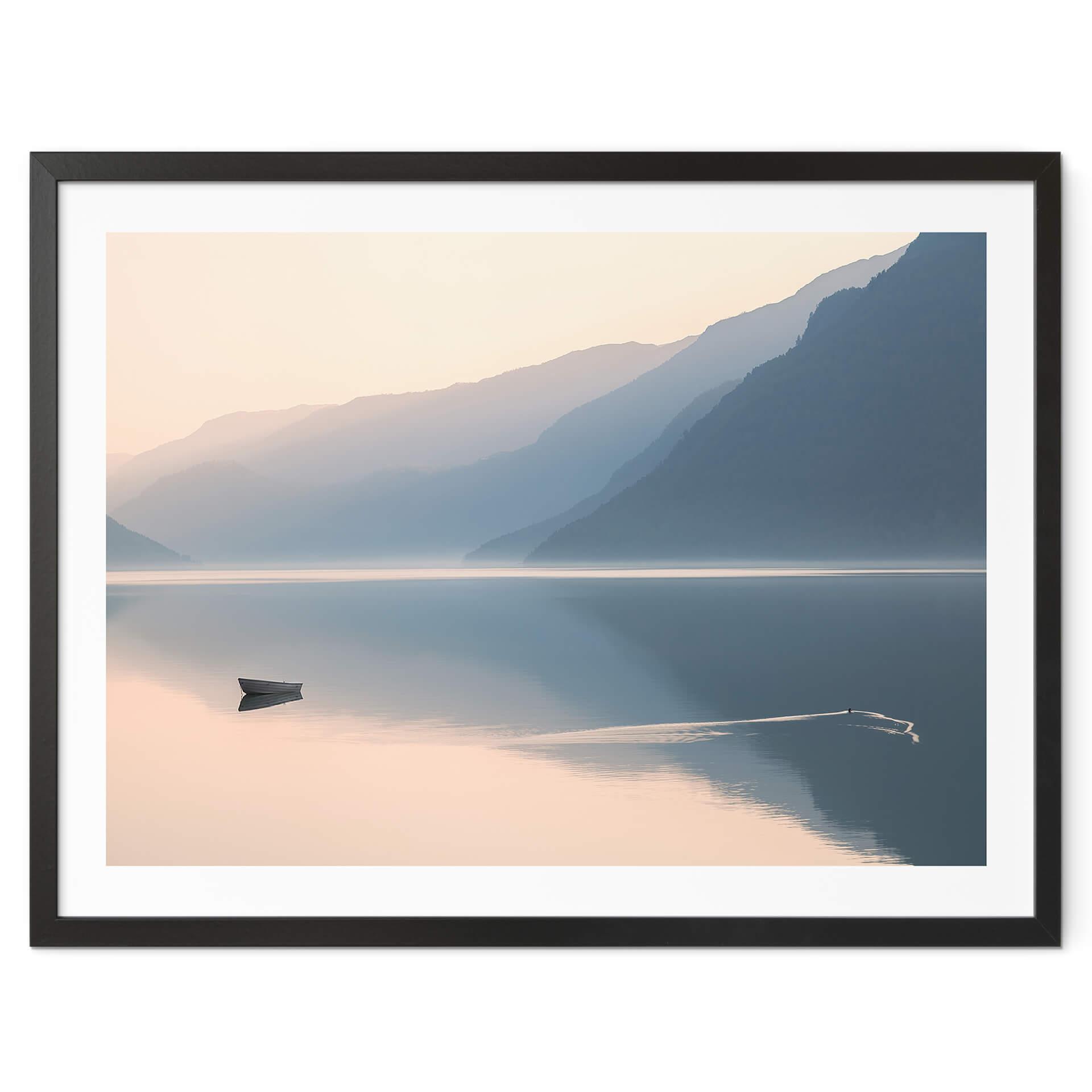 Póster Davidsson - Lago y montañas en pintoresca armonía