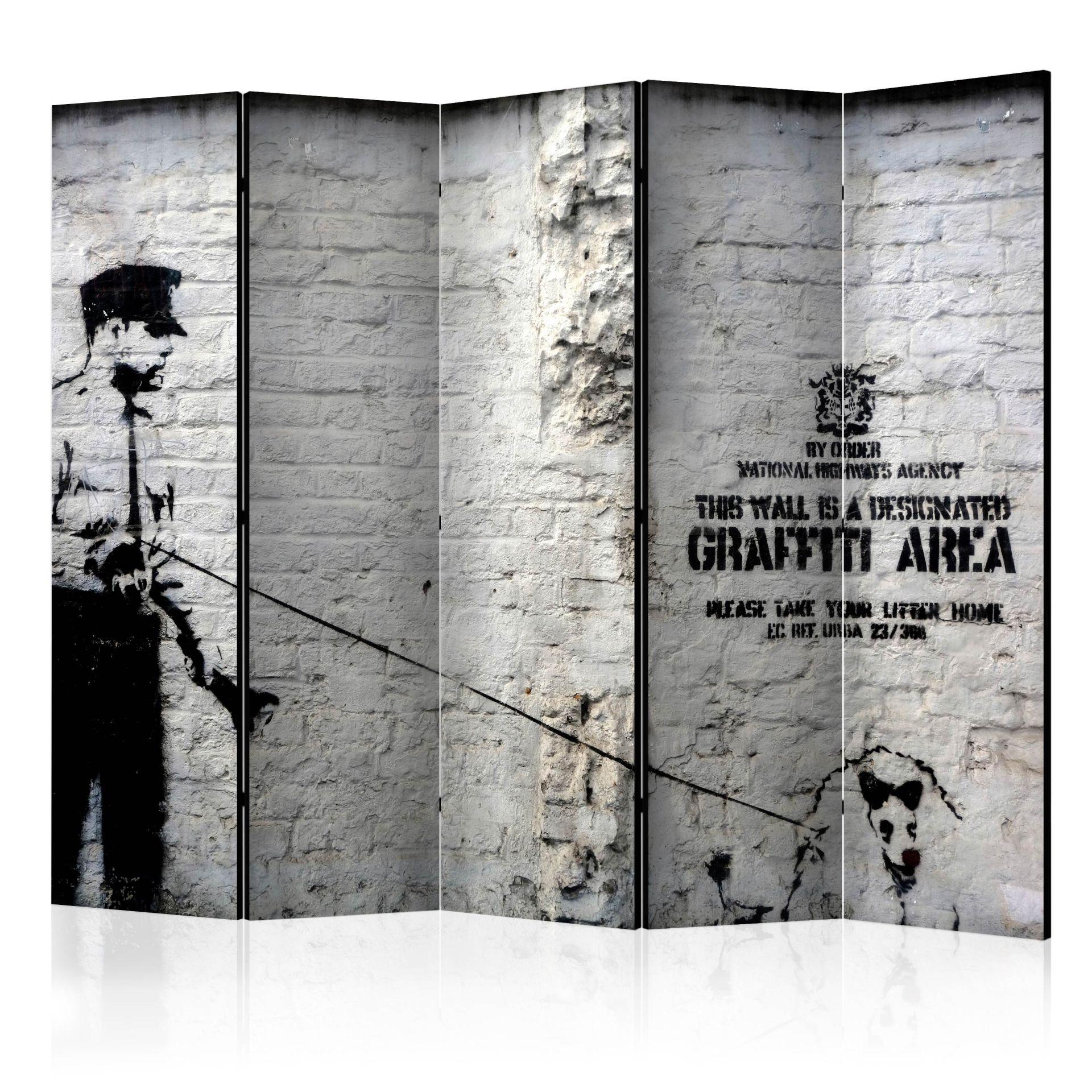 Skærm som rumdeler - Banksy - Graffiti-område , 5-delt - 225x172 cm