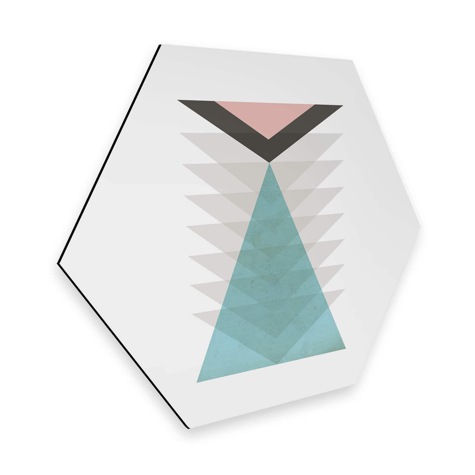 Hexagone - Alu-Dibond Nouveauprints - Totem aqua & pink