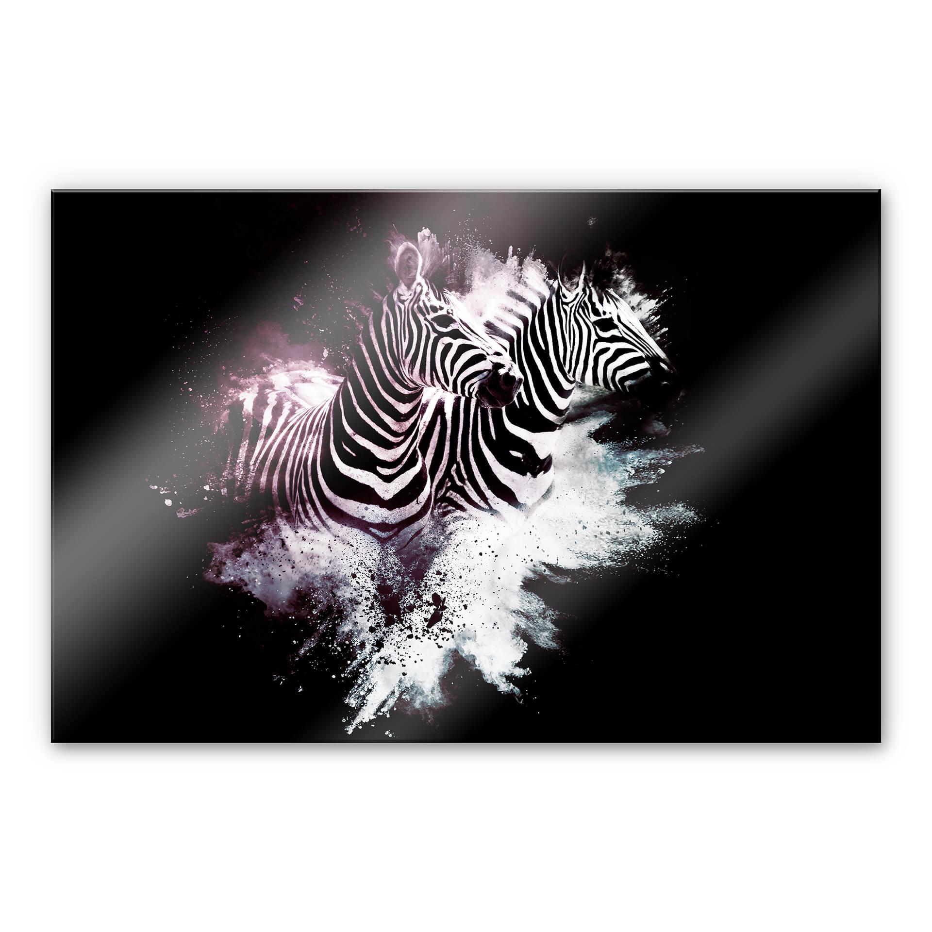 Akrylbillede Hugonnard - Vild eksplosion: To zebraer