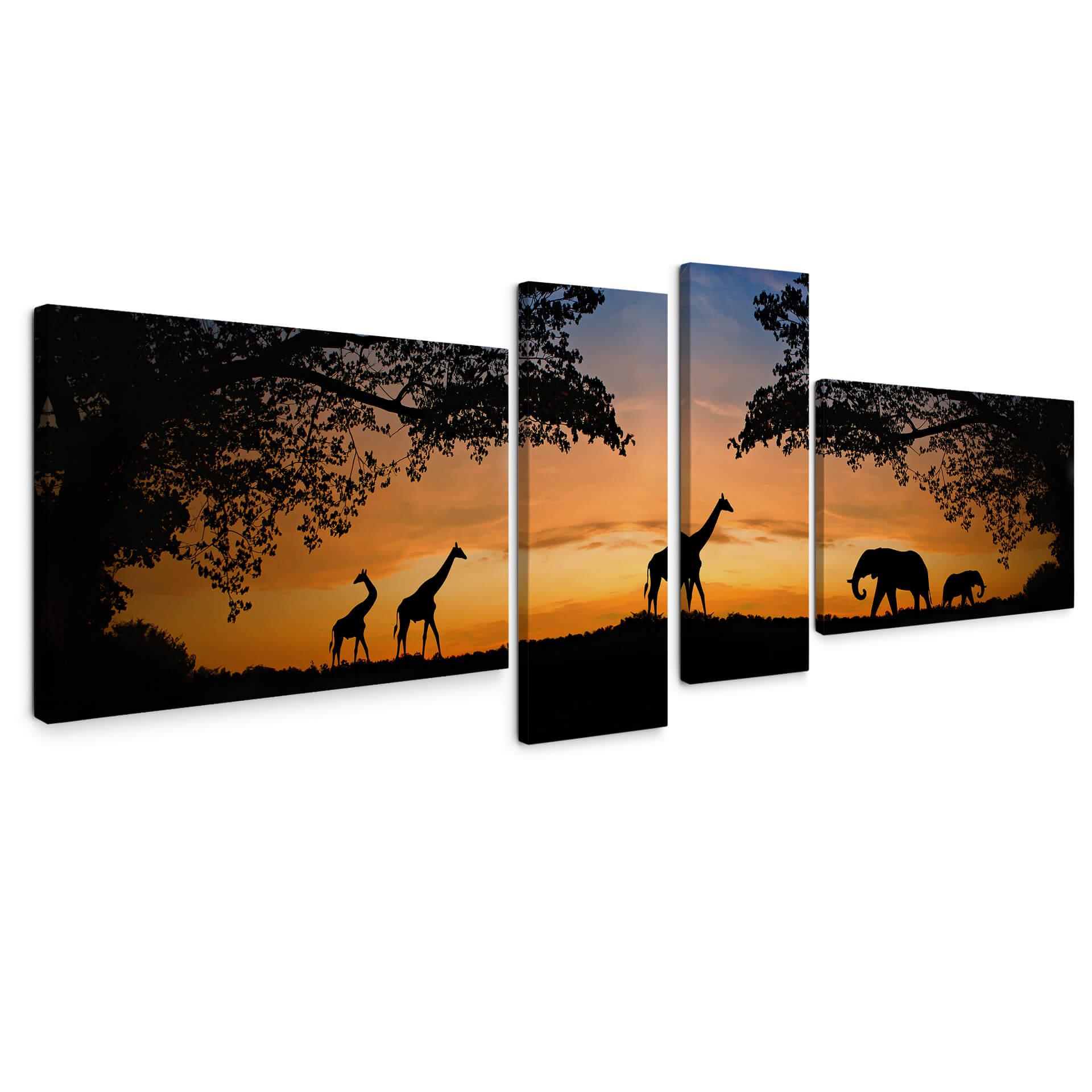 Tableau sur toile African Sunset (4 parties)