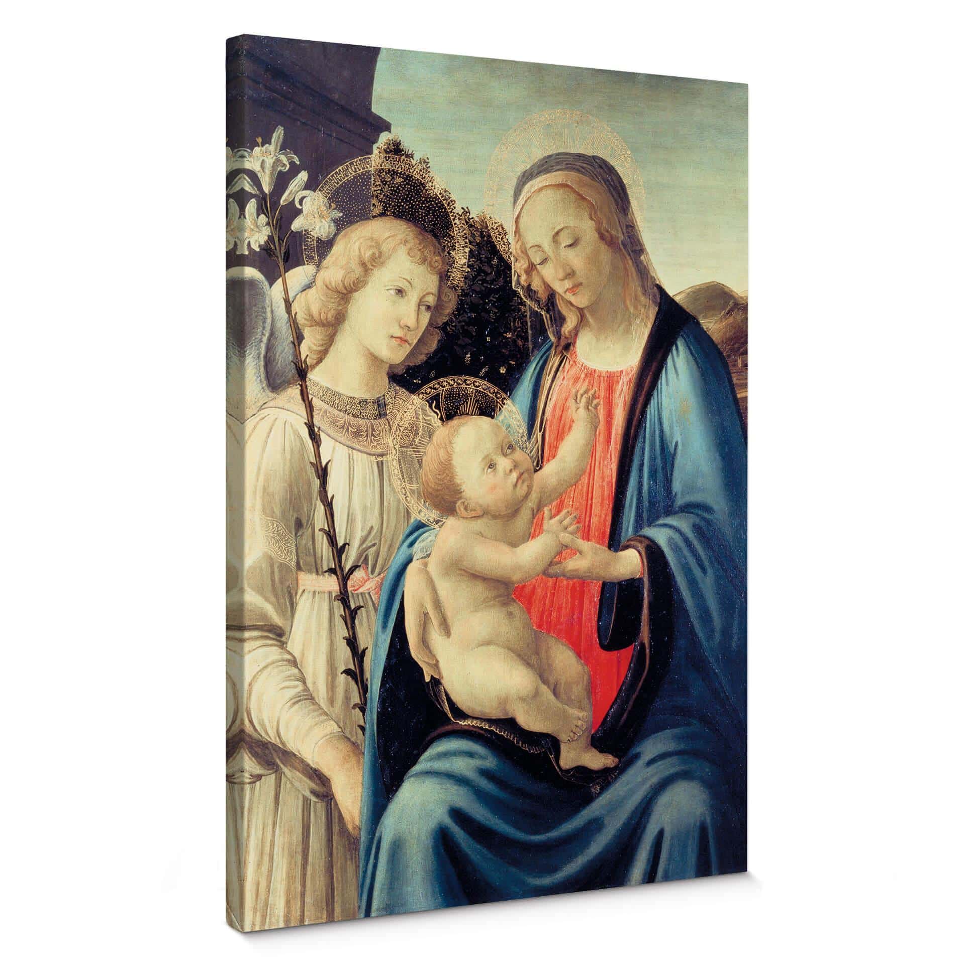 Botticelli - Madonna med barn og en engel - Lærredsprint