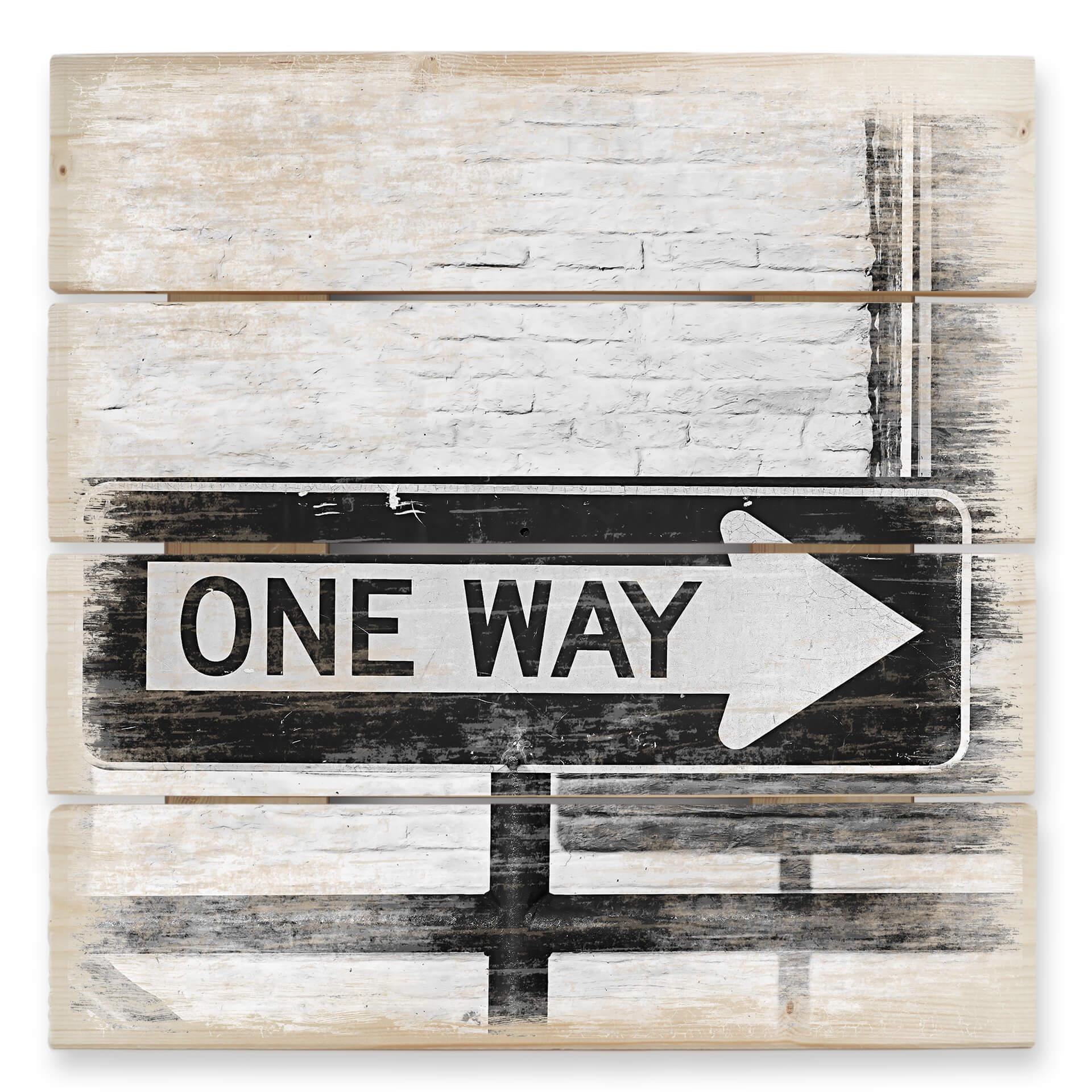 Cuadro de madera Placa de calle de sentido único - 40x41,5 cm