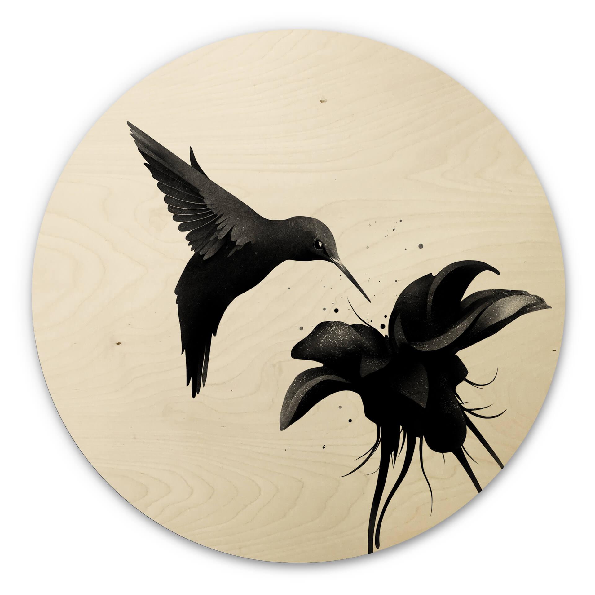 Træbillede - Rund - Ireland - Hummingbird