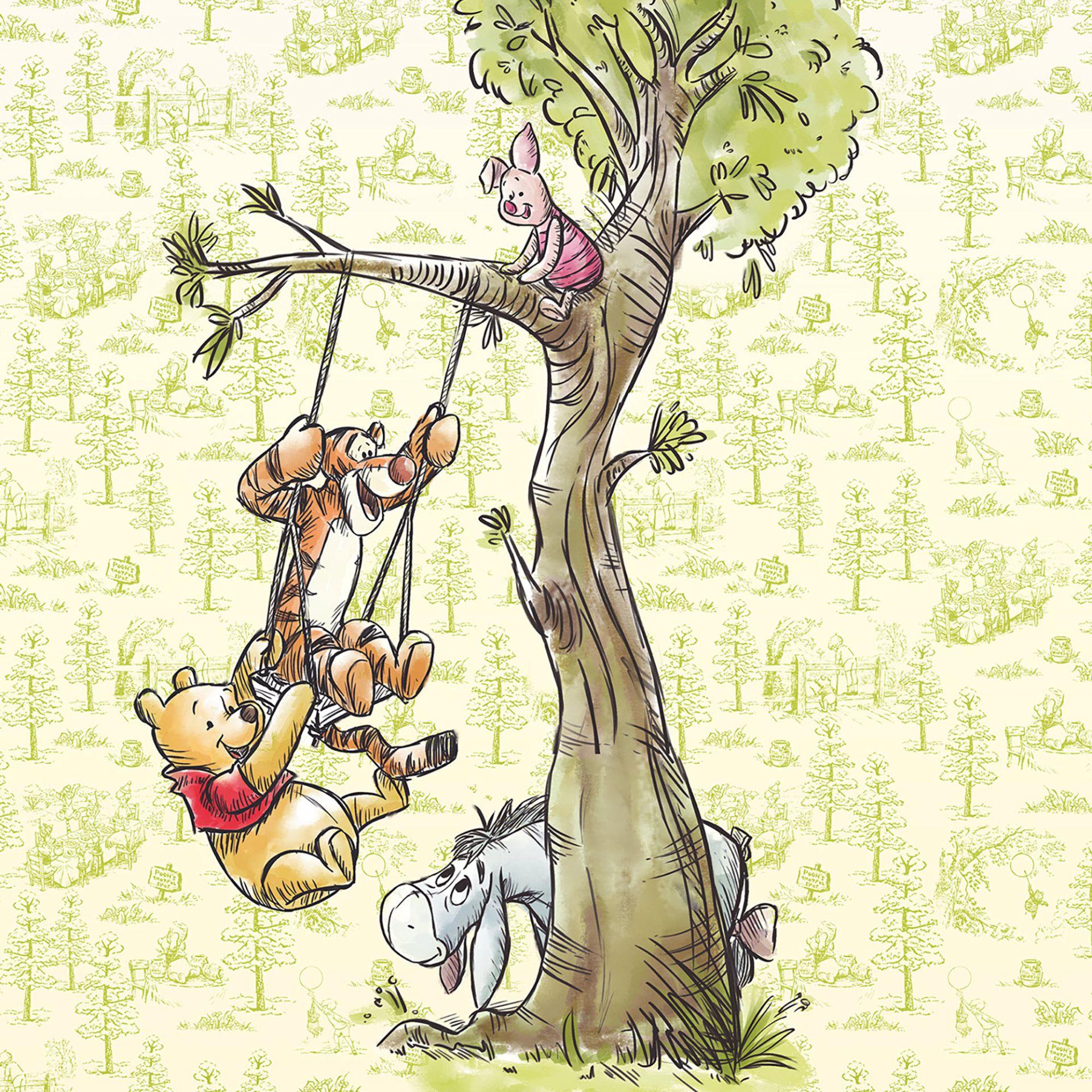 Tapet - Winnie the Pooh i skoven - 200 x 280 cm