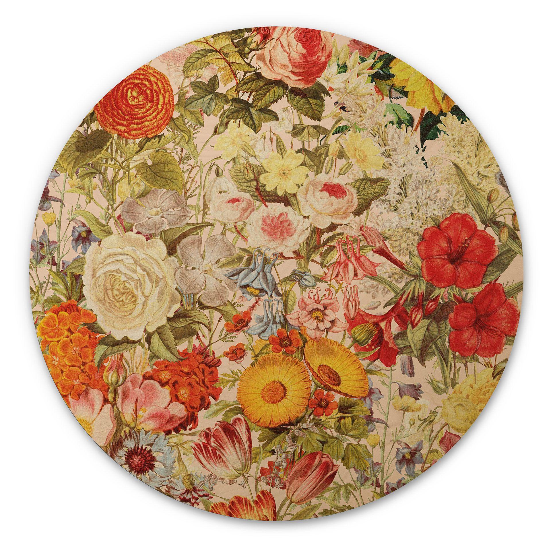 Cuadro de madera Collage de flores de colores - Frida Floral Studio - Redondo