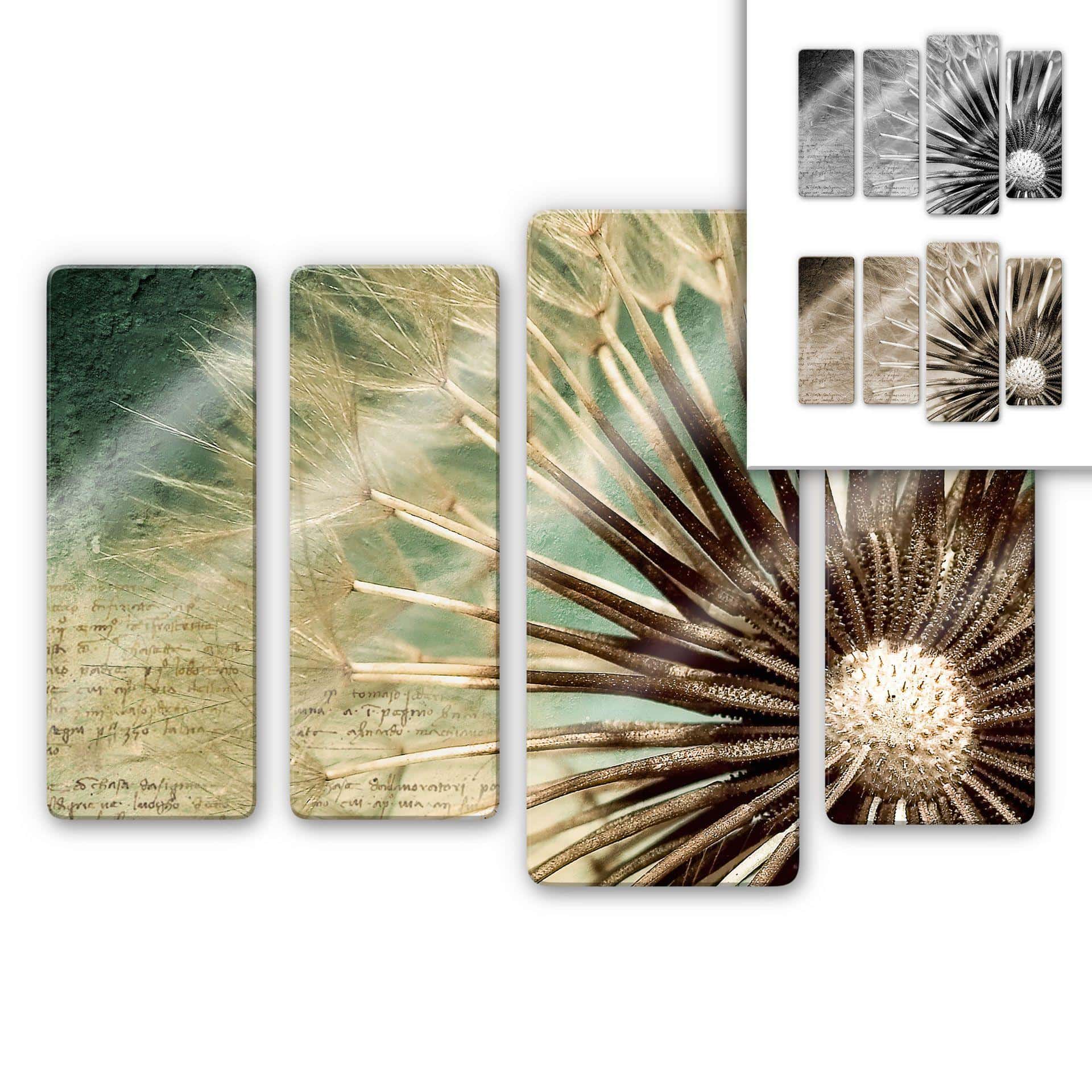 Tableau en verre - Pissentlit (4 parties)