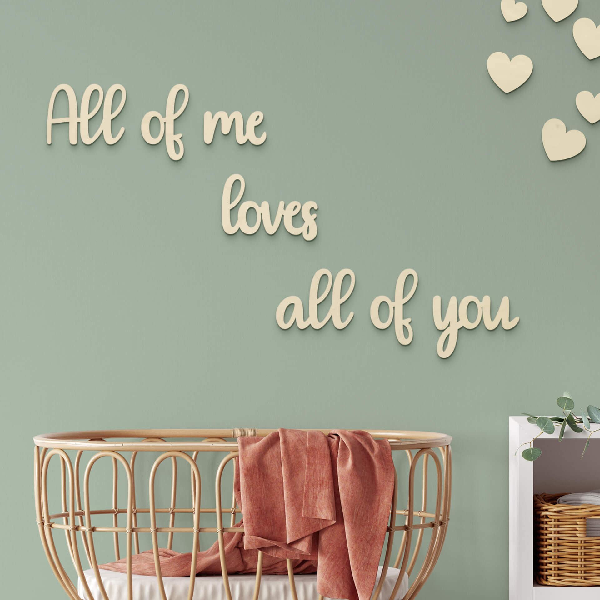 Decoración en madera de álamo - Letras 3D All of me loves all of you