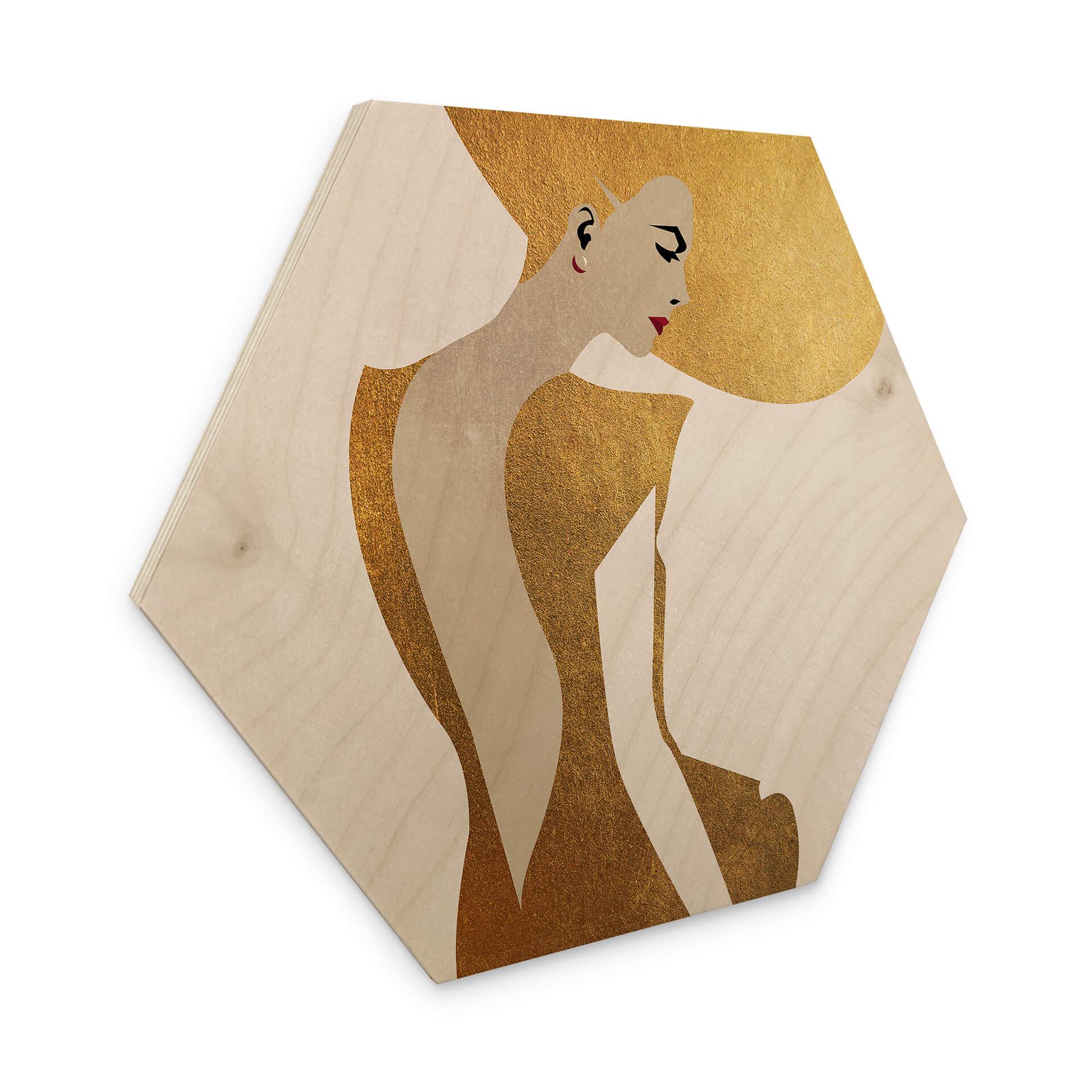 Hexagon Hout Kubistika - Lady in Gold