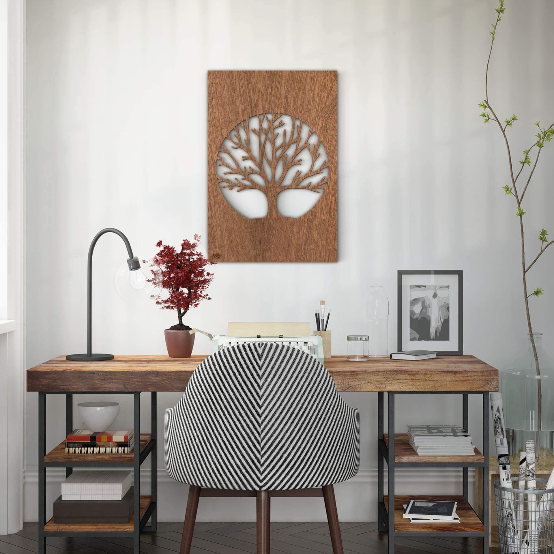 Décoration en bois - Arbre de vie - Placage d'acajou