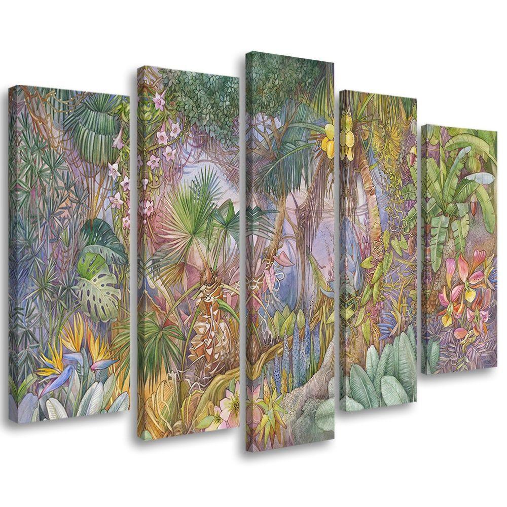 5 stykke lærredstryk Deep Jungle