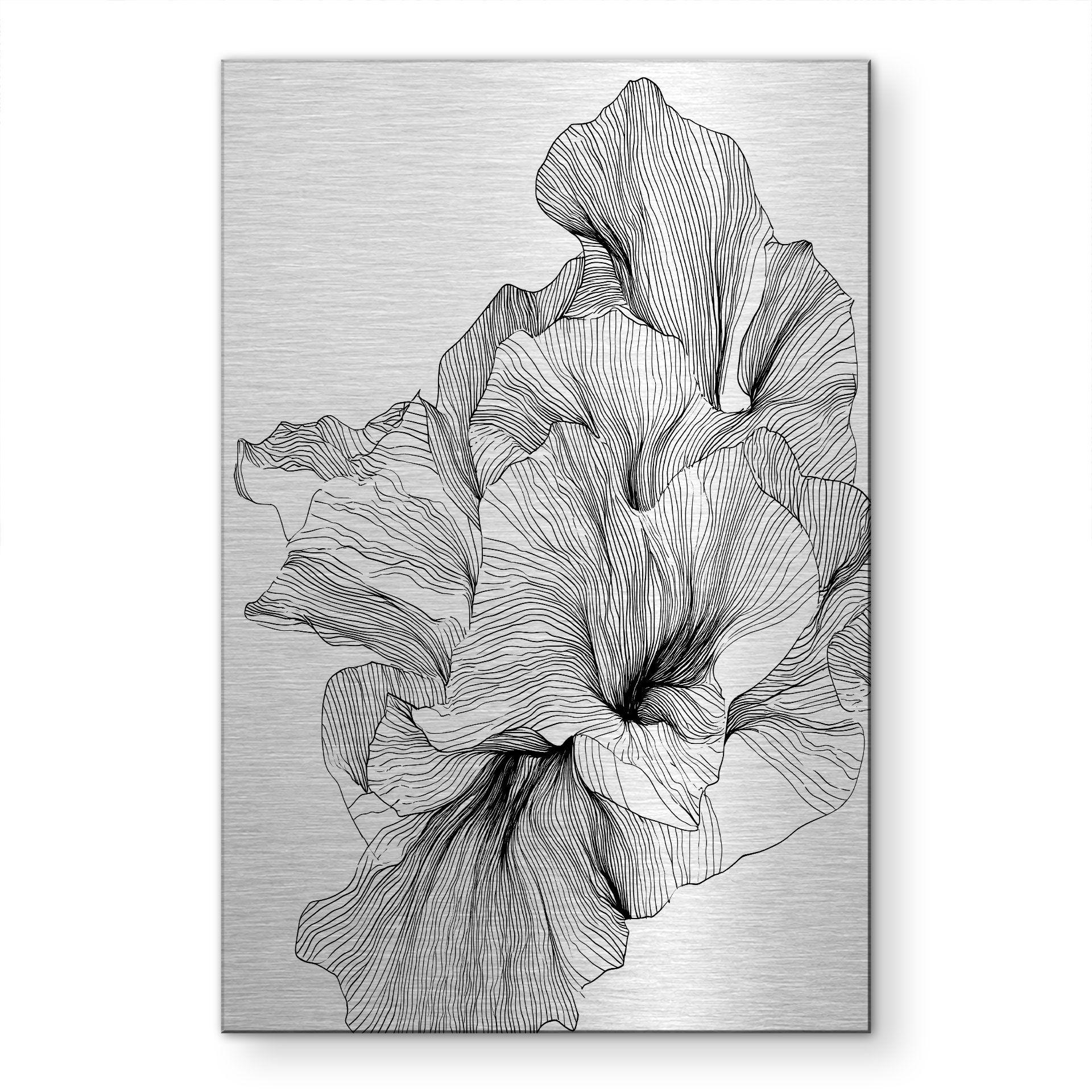 Alu-Dibond spazzolato con Effetto Oro, Argento e Rame - Arte floreale a linee - Treechild