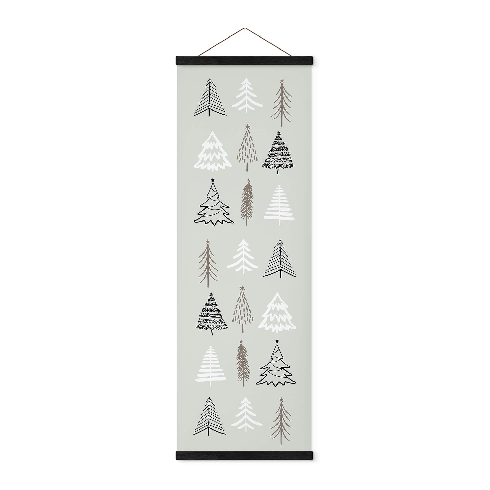 Póster de tela de Navidad - Ilustración de árboles de Navidad - Kristina