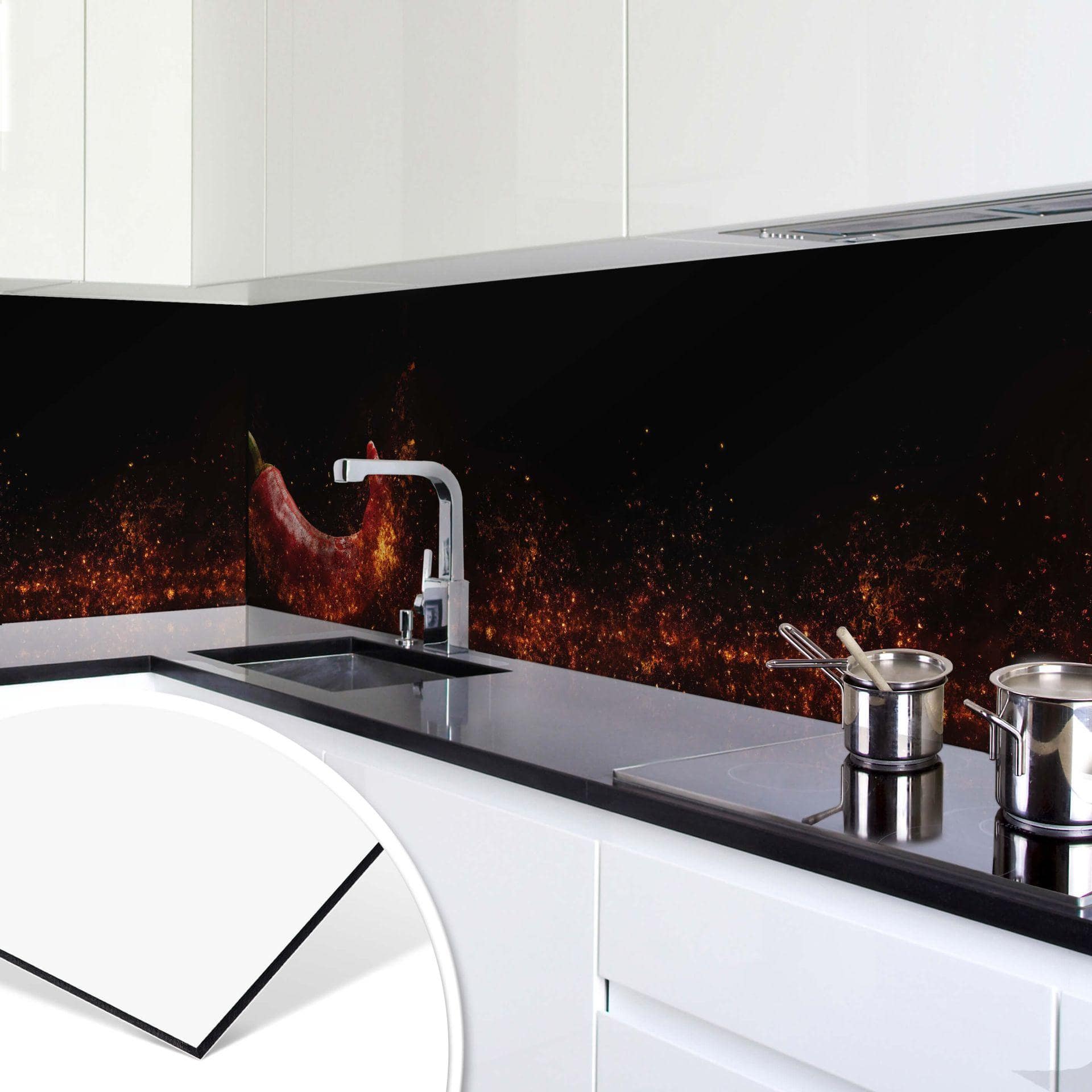 Revêtement pour cuisine - Alu-Dibond - Piment en feu