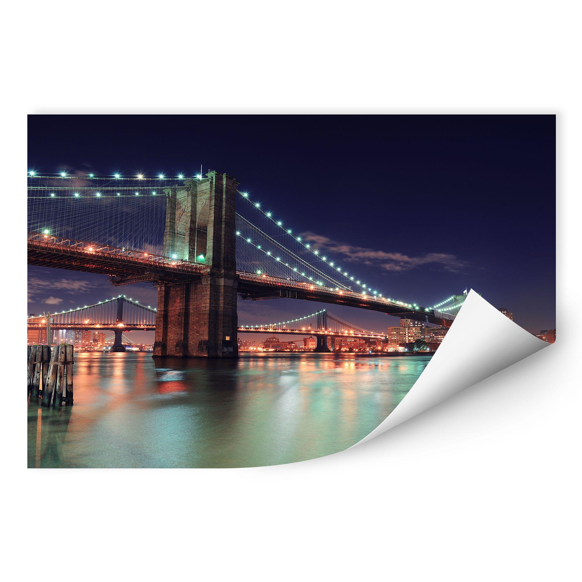 Zelfklevende Poster Manhattan Bridge at Night 2