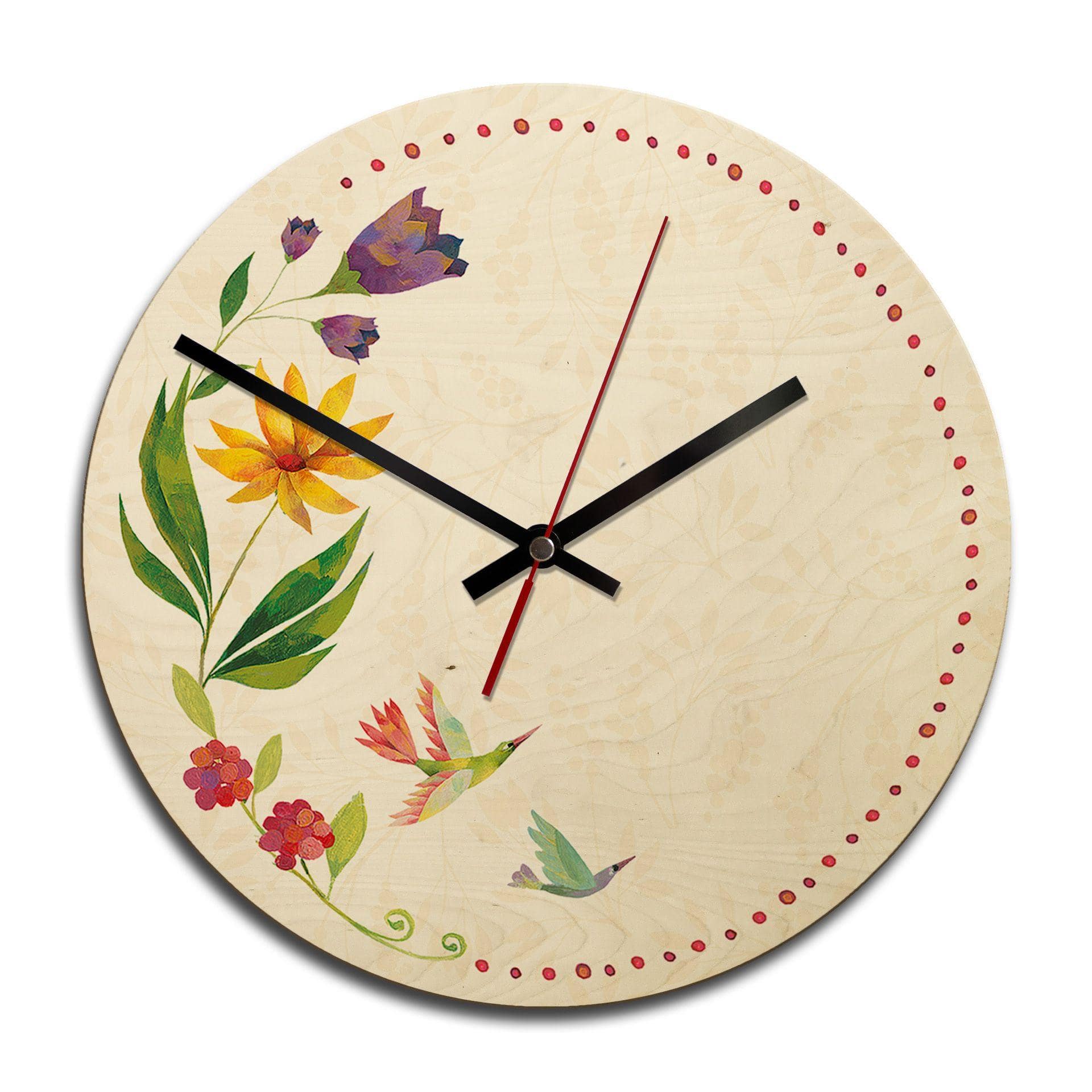 Horloge murale en bois - Blanz - Poésie de fleur