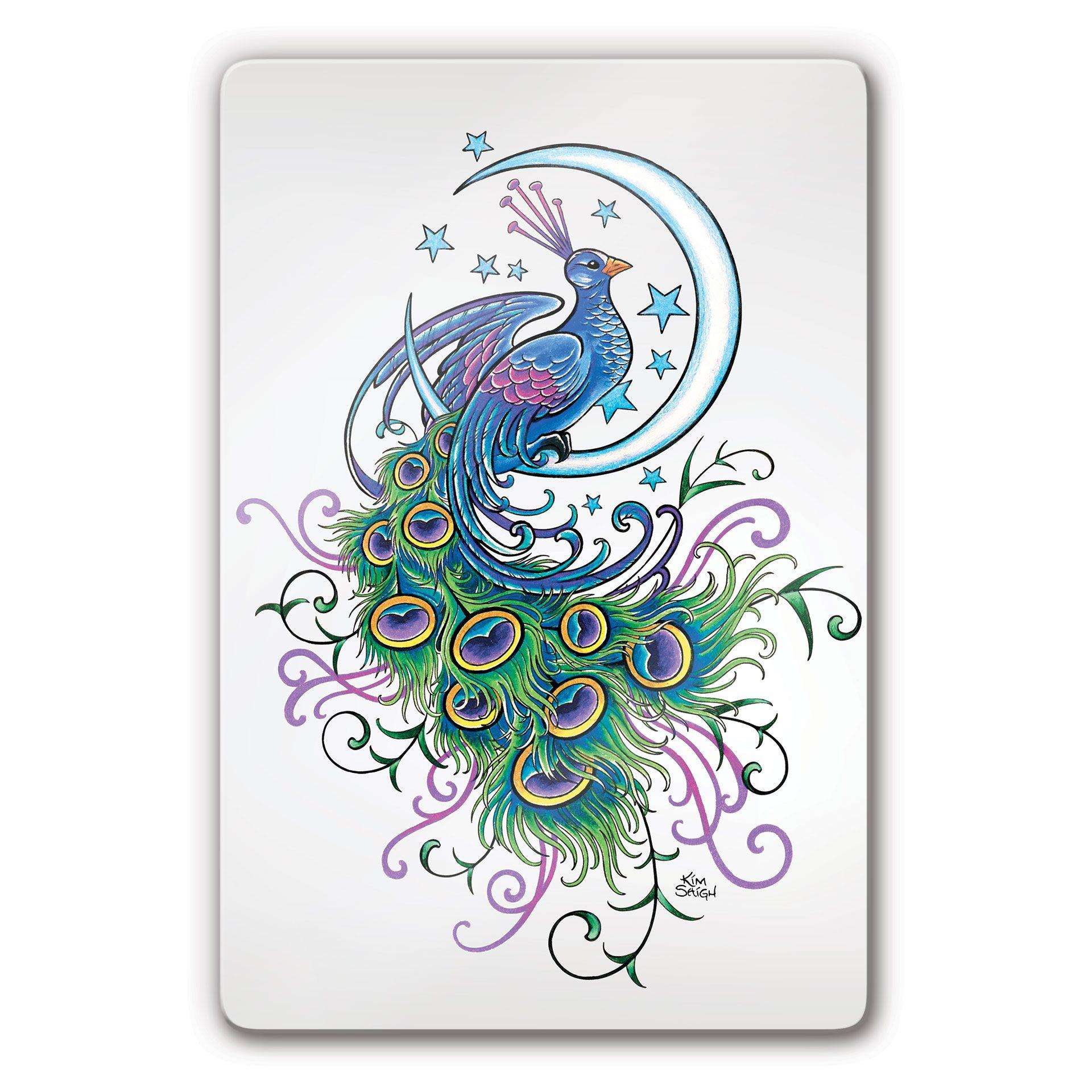 Tableau en verre - LA Ink - Paon sur la lune