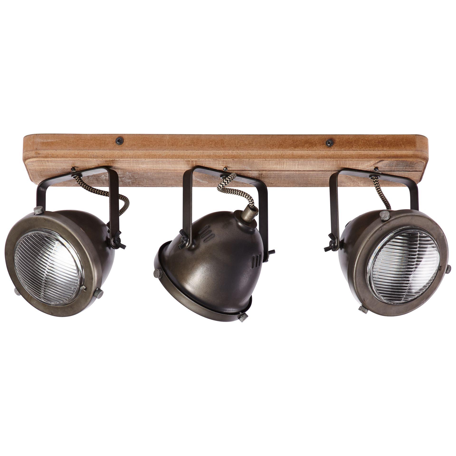 Spotbalken Dilara, braun, 18,5 x 43 cm, Holz Deckenspots, dimmbar