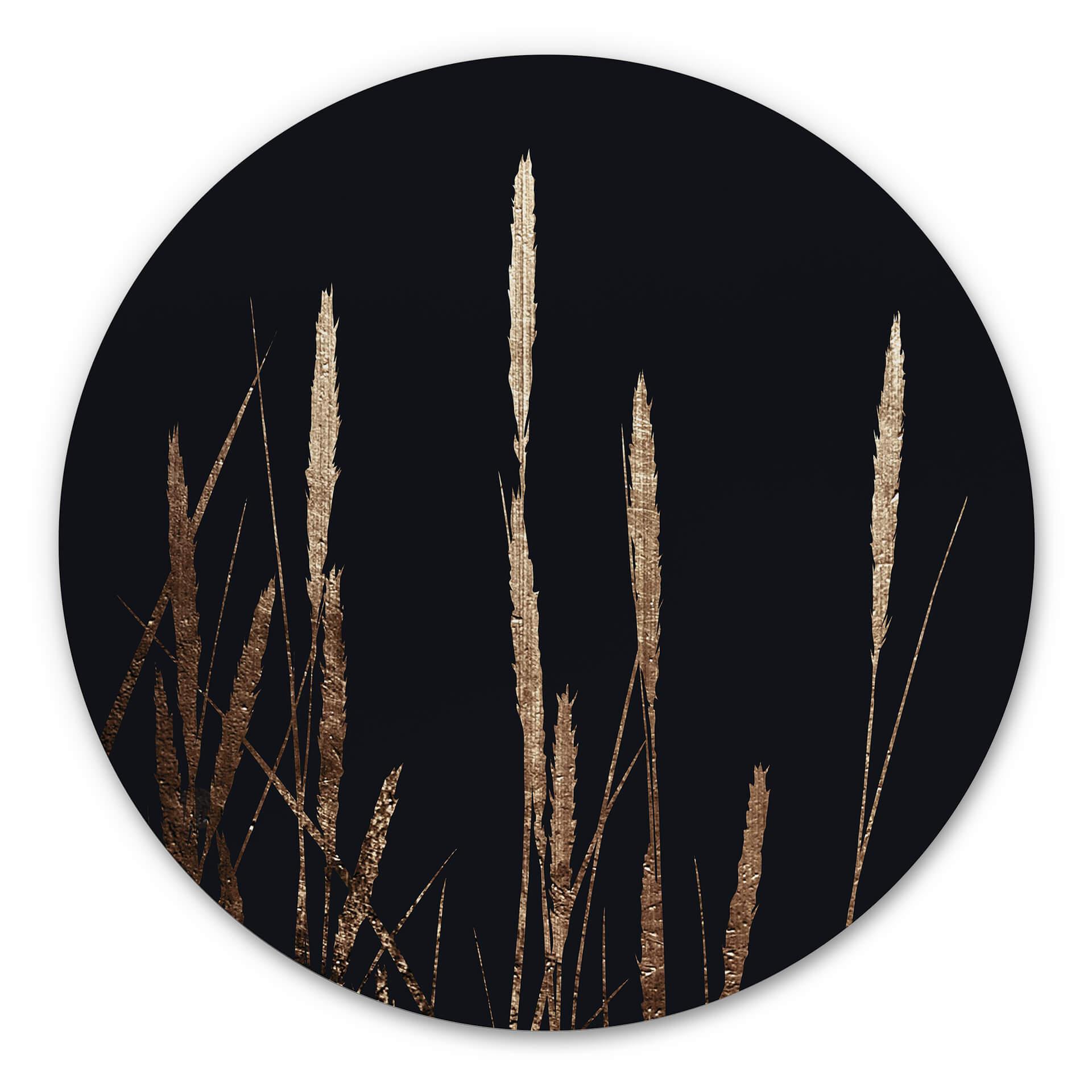 Tableau sur alu-Dibond rond Kubistika - champs d'or