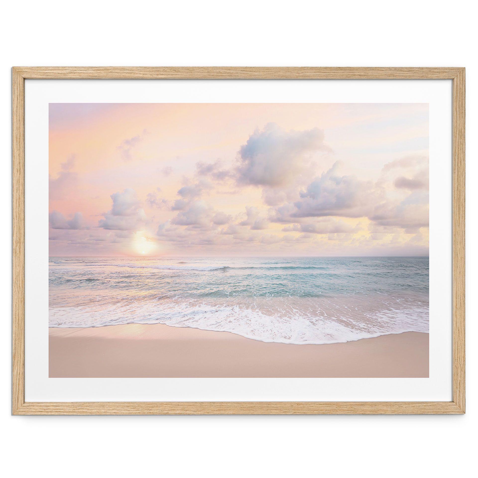 Póster puesta de sol sobre la playa y el mar - Sisi & Seb