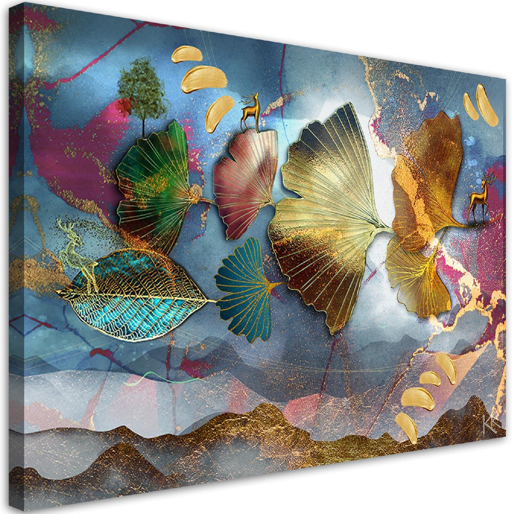 Canvasbillede, Farverige blade abstraktion