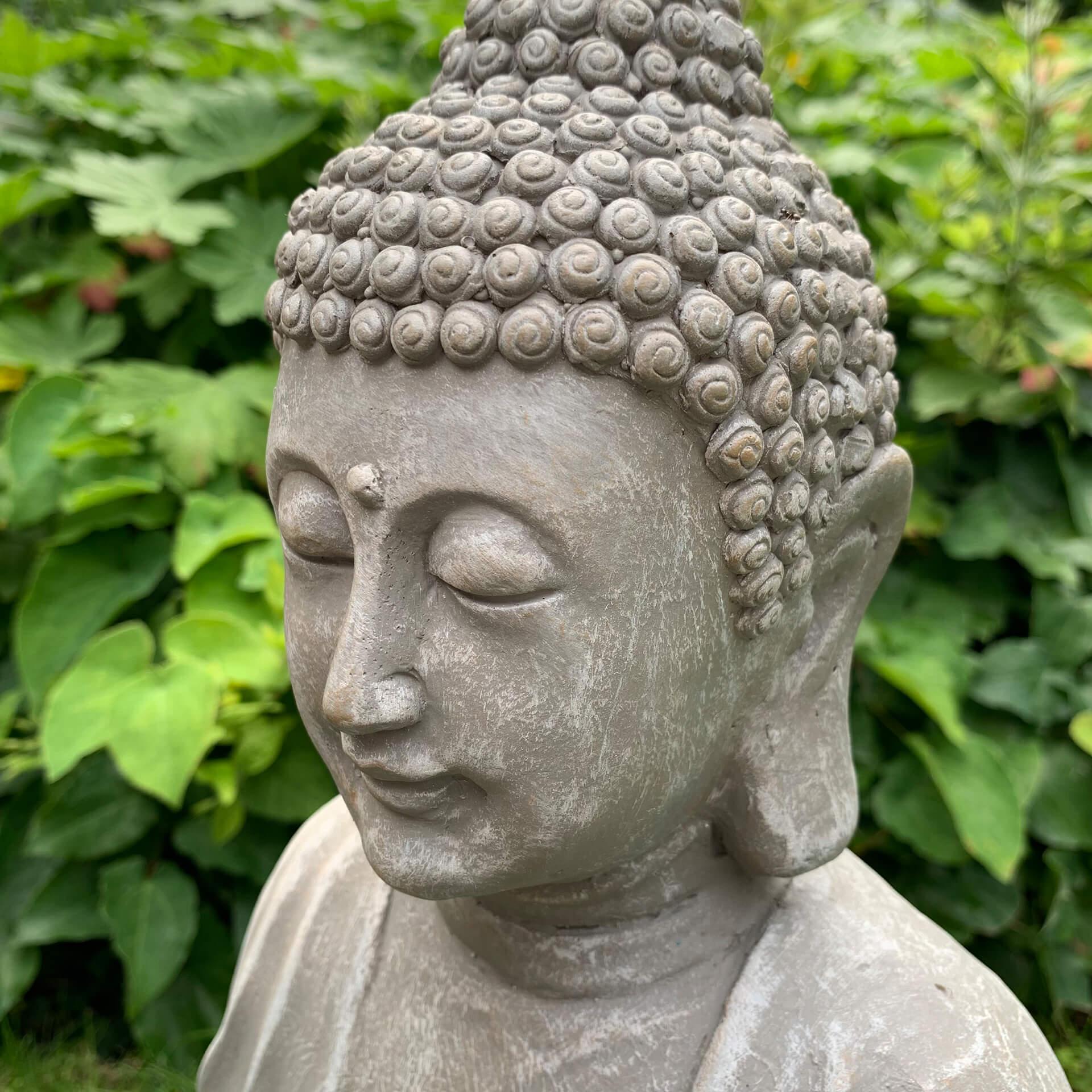 Gartendeko Nepal Buddha Kunststein Beton Grau - 29x21x45 cm
