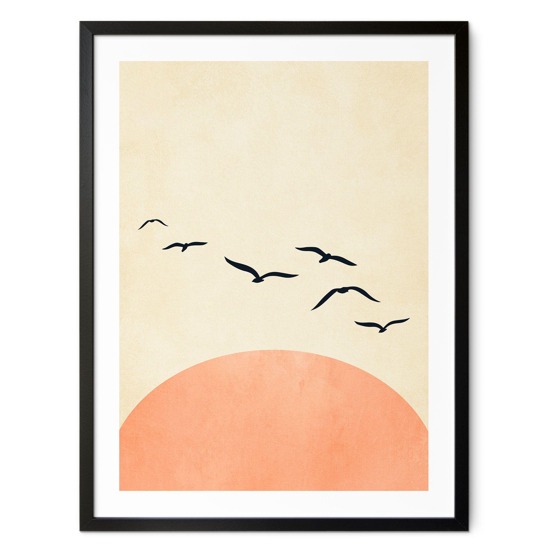 Póster Bandada de pájaros al atardecer - Kubistika