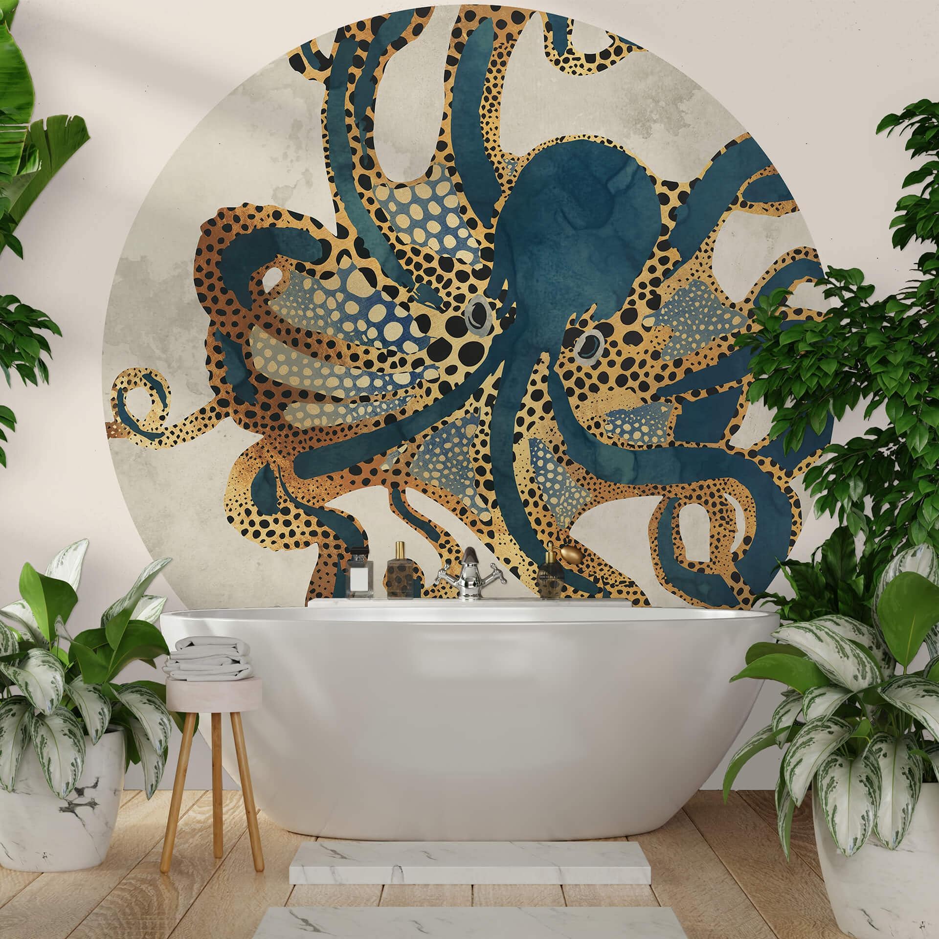 Fotomural SpaceFrog Designs - Pulpo dorado - Redondo - Papel pintado autoadhesivo/no tejido