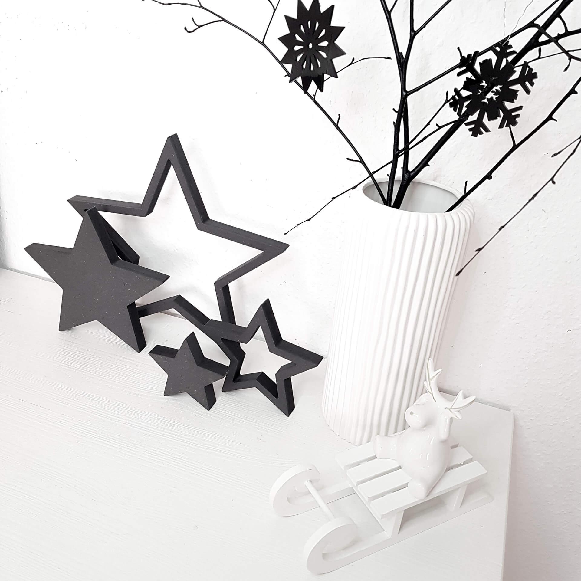 Decoración en madera MDF juego de estrellas (4 piezas)