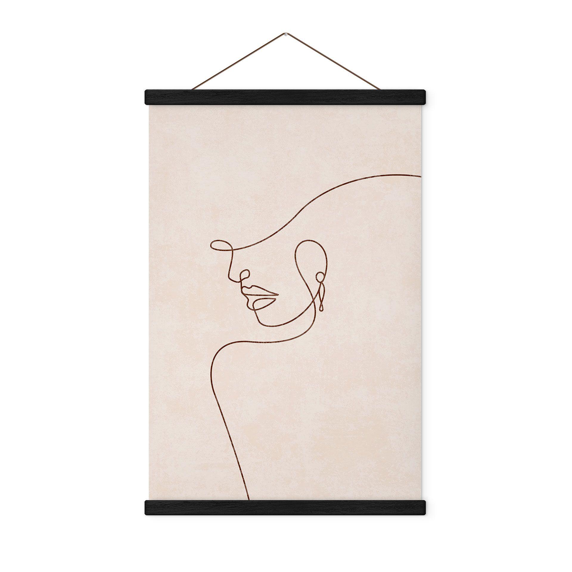 Tekstil plakat Delikate konturer af en kvinde - Line Art - Tunaboylu