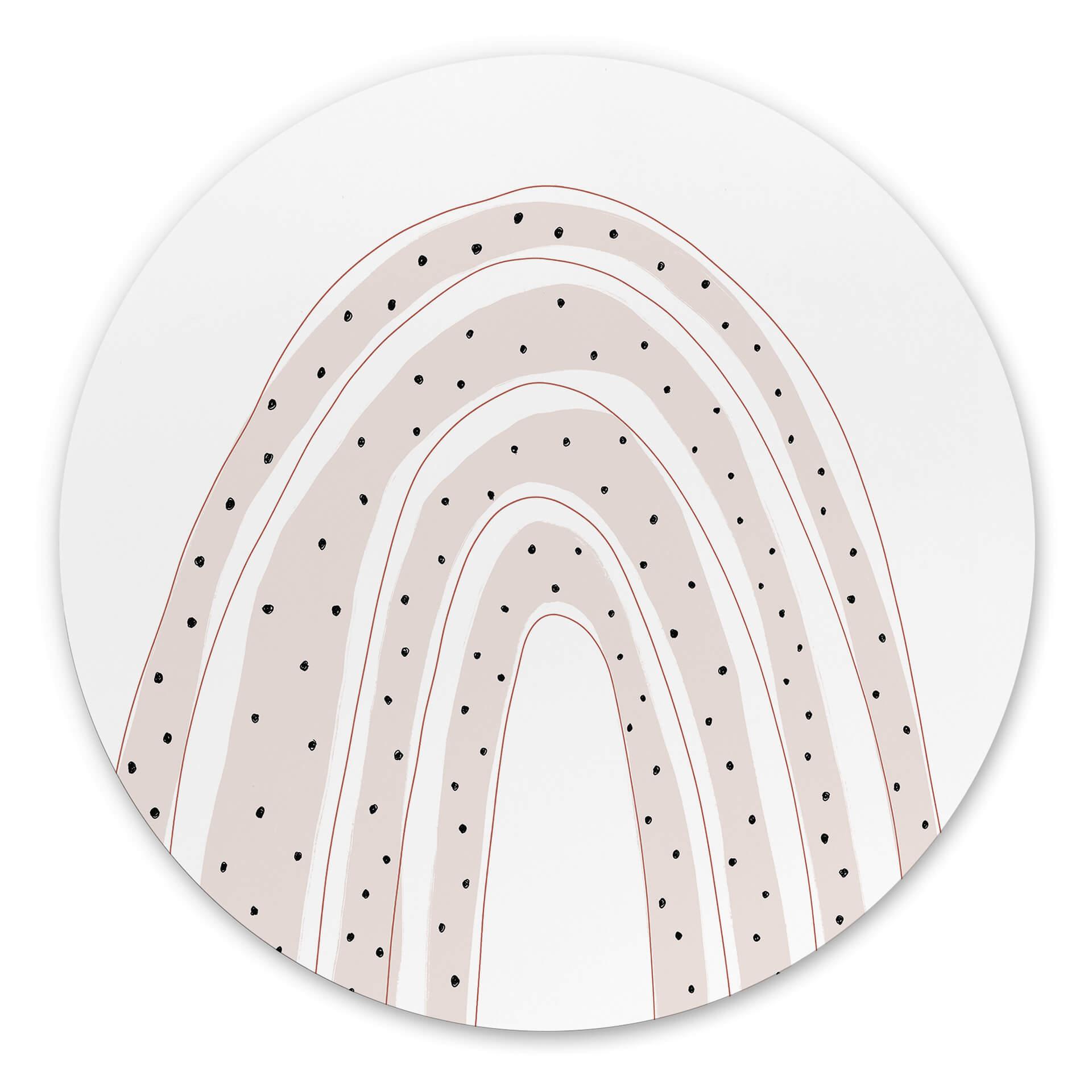 Tableau sur alu-Dibond rond uplusmestudio arc-en-ciel à pois