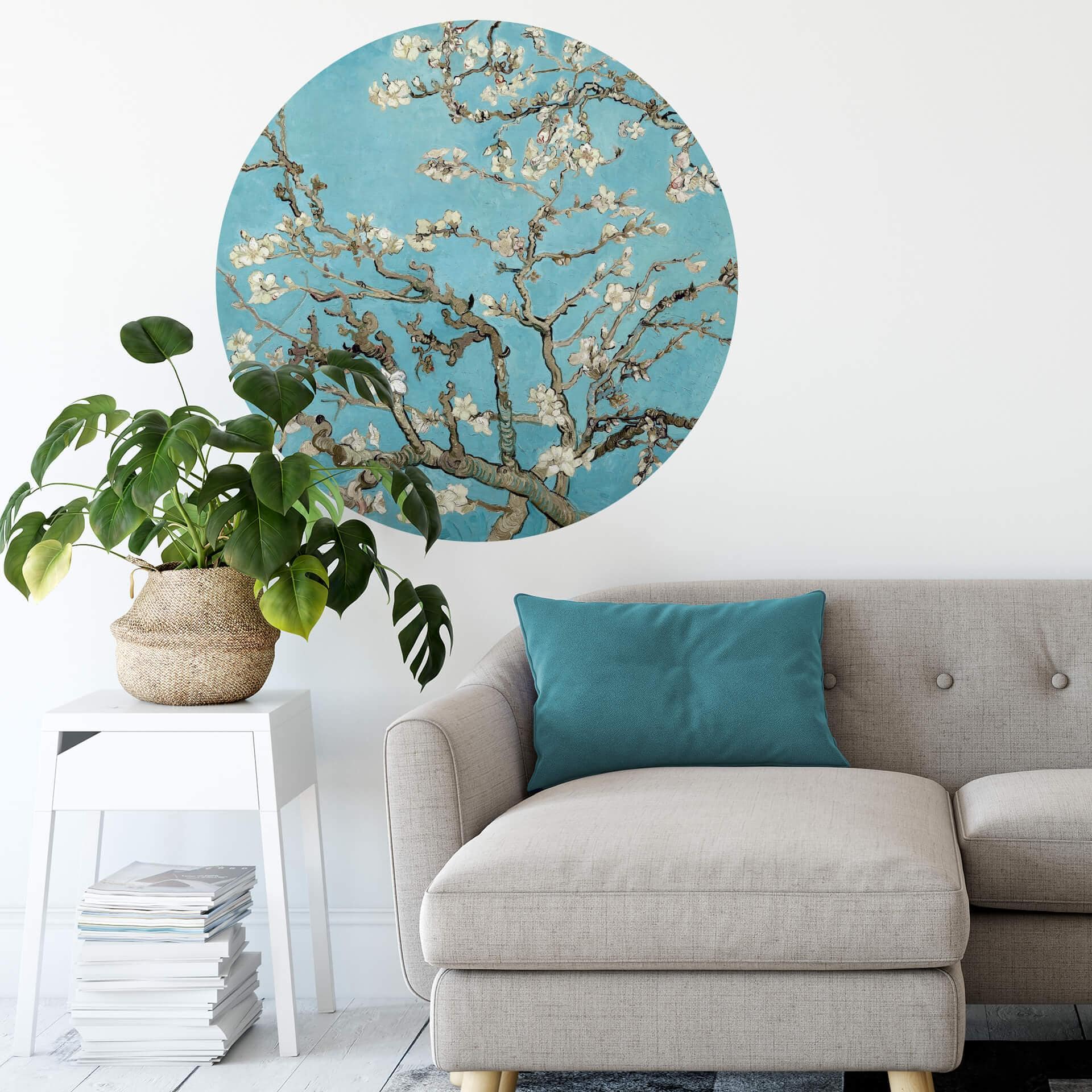 Sticker mural van Gogh - Amandier en fleurs - Rond