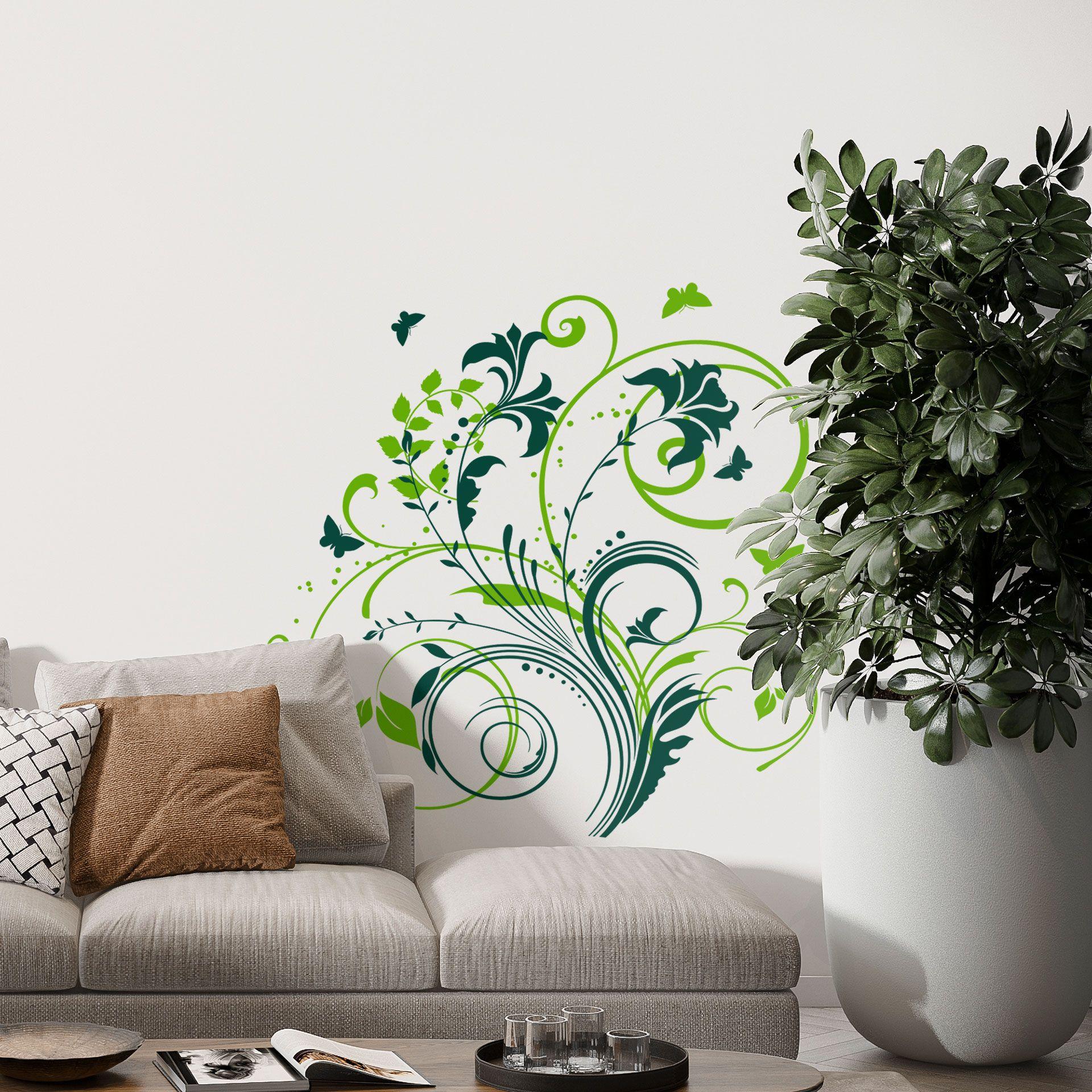 Sticker mural - Vrille de fleurs 10 (bicolore)