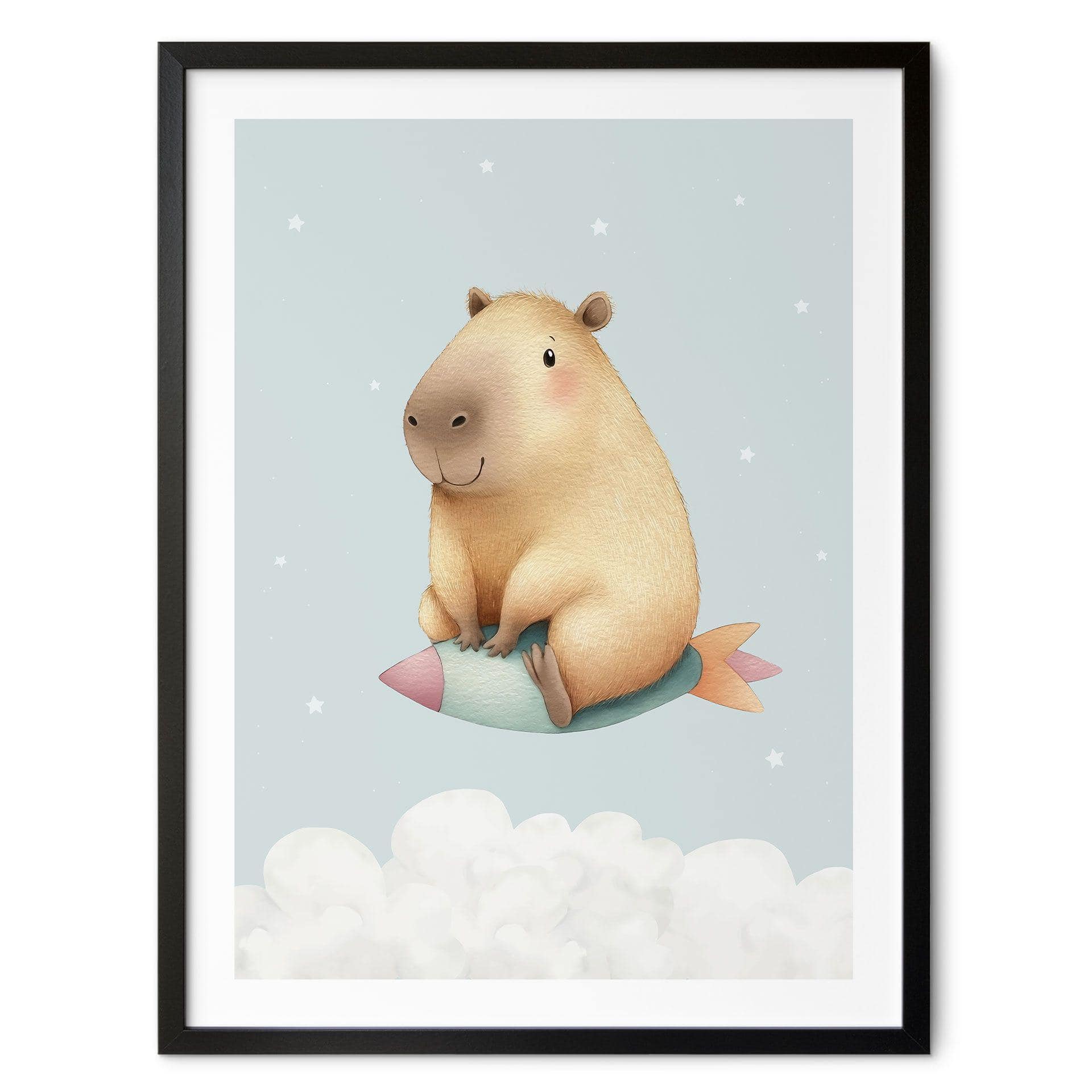 Børneplakat Capybara i rummet - Stjernedrøm