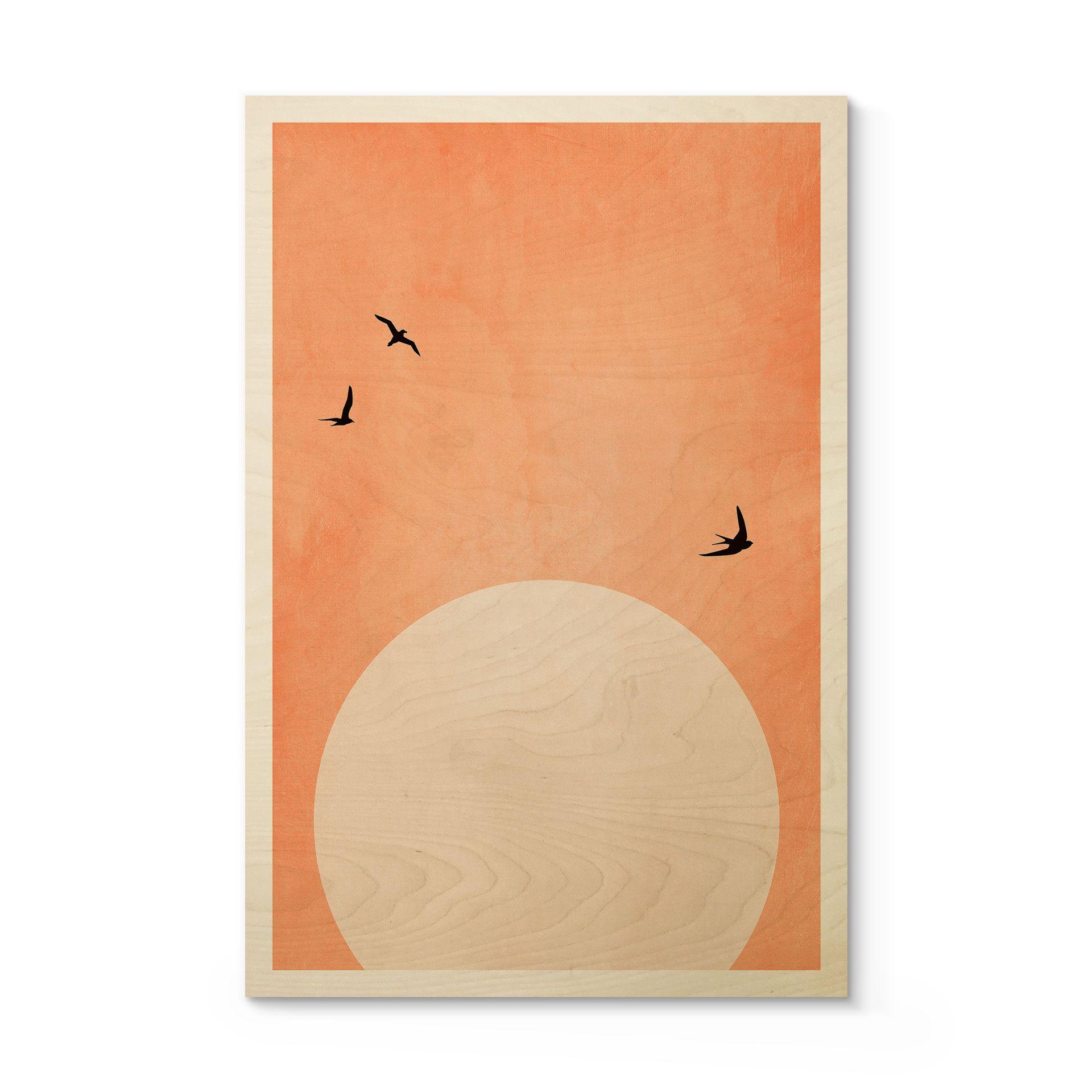 Cuadro de madera puesta de sol albaricoque - Kubistika