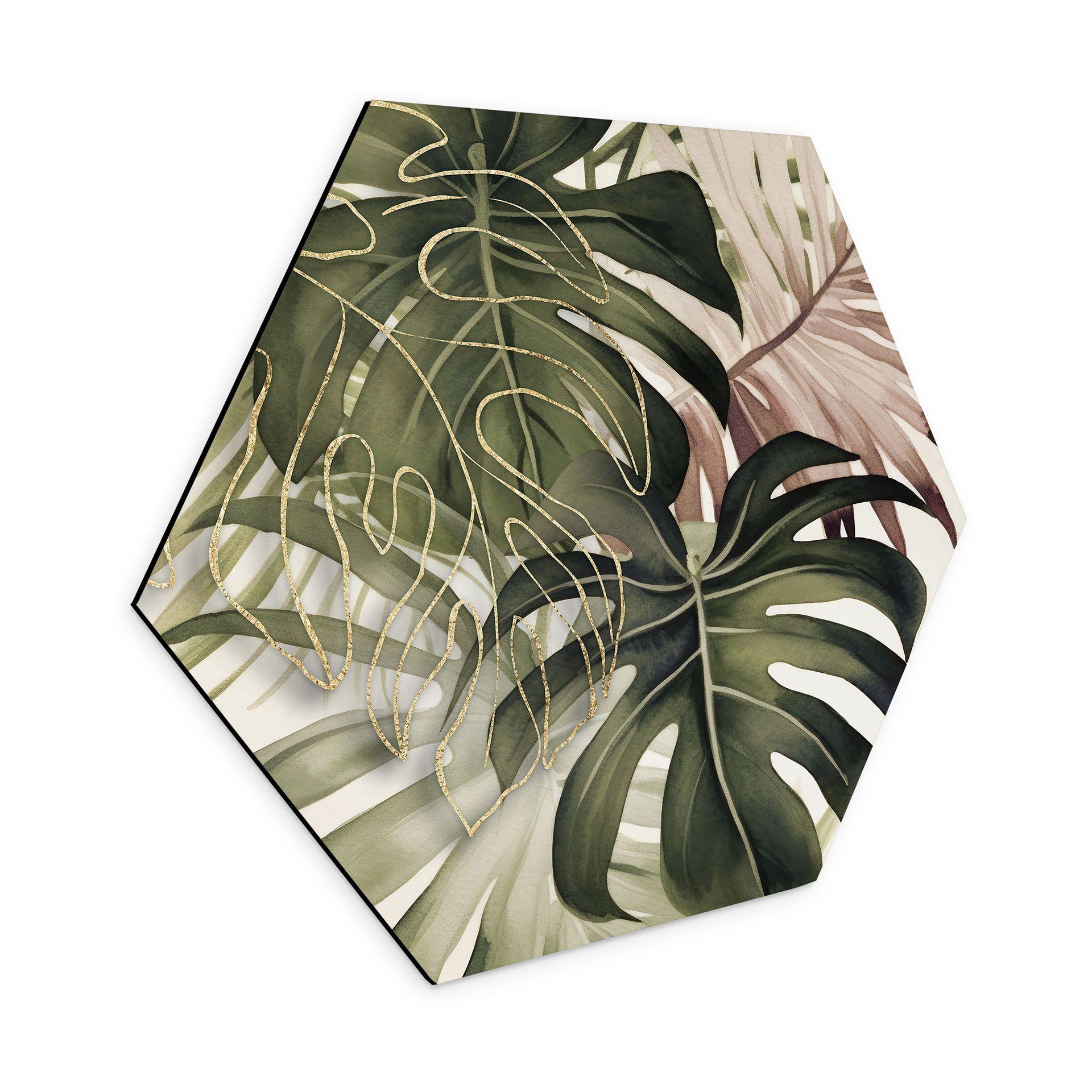 Hexagon Dibond Tropiske blade Boho - Haase