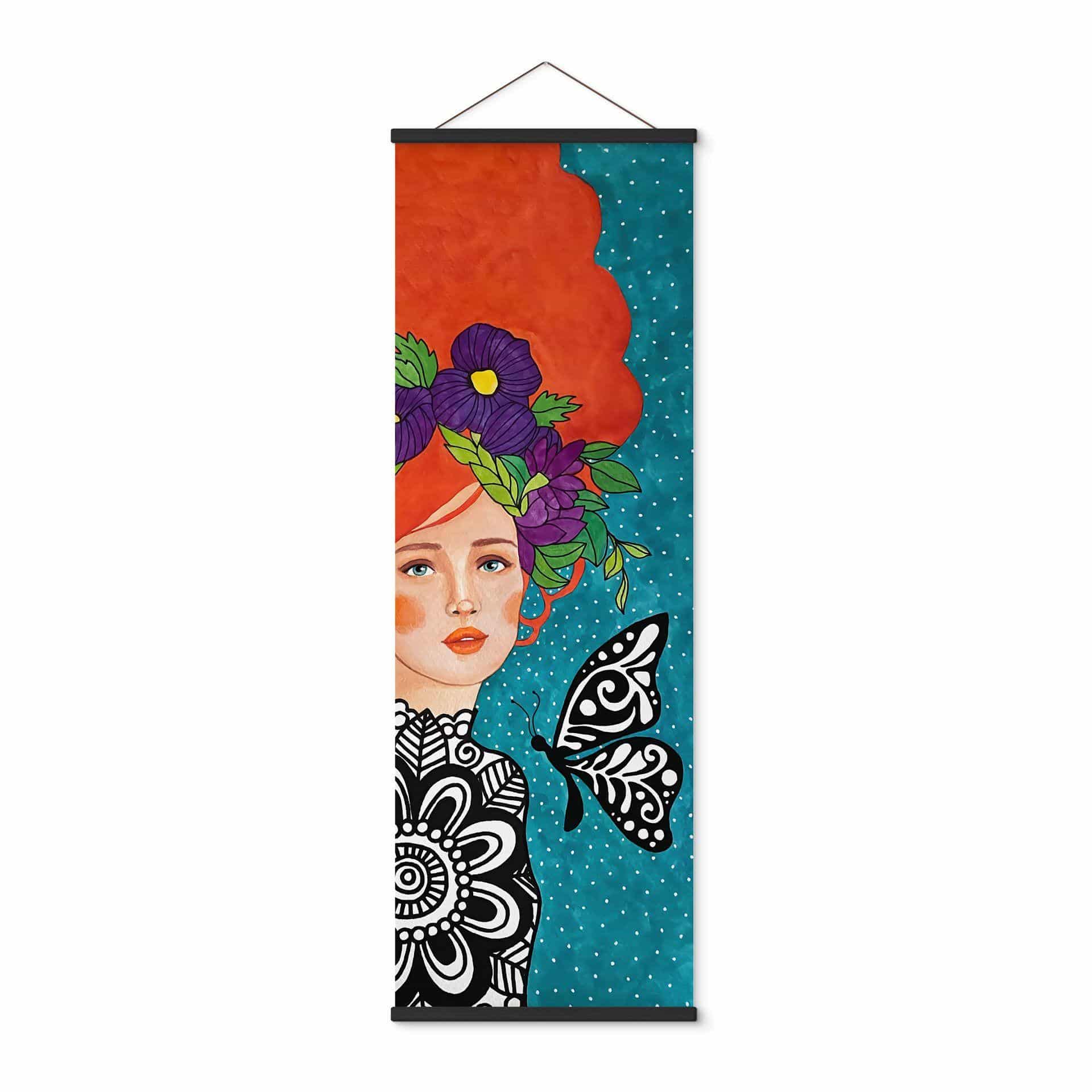 Mujer mariposa con Póster de tela - Hülya - Panorama