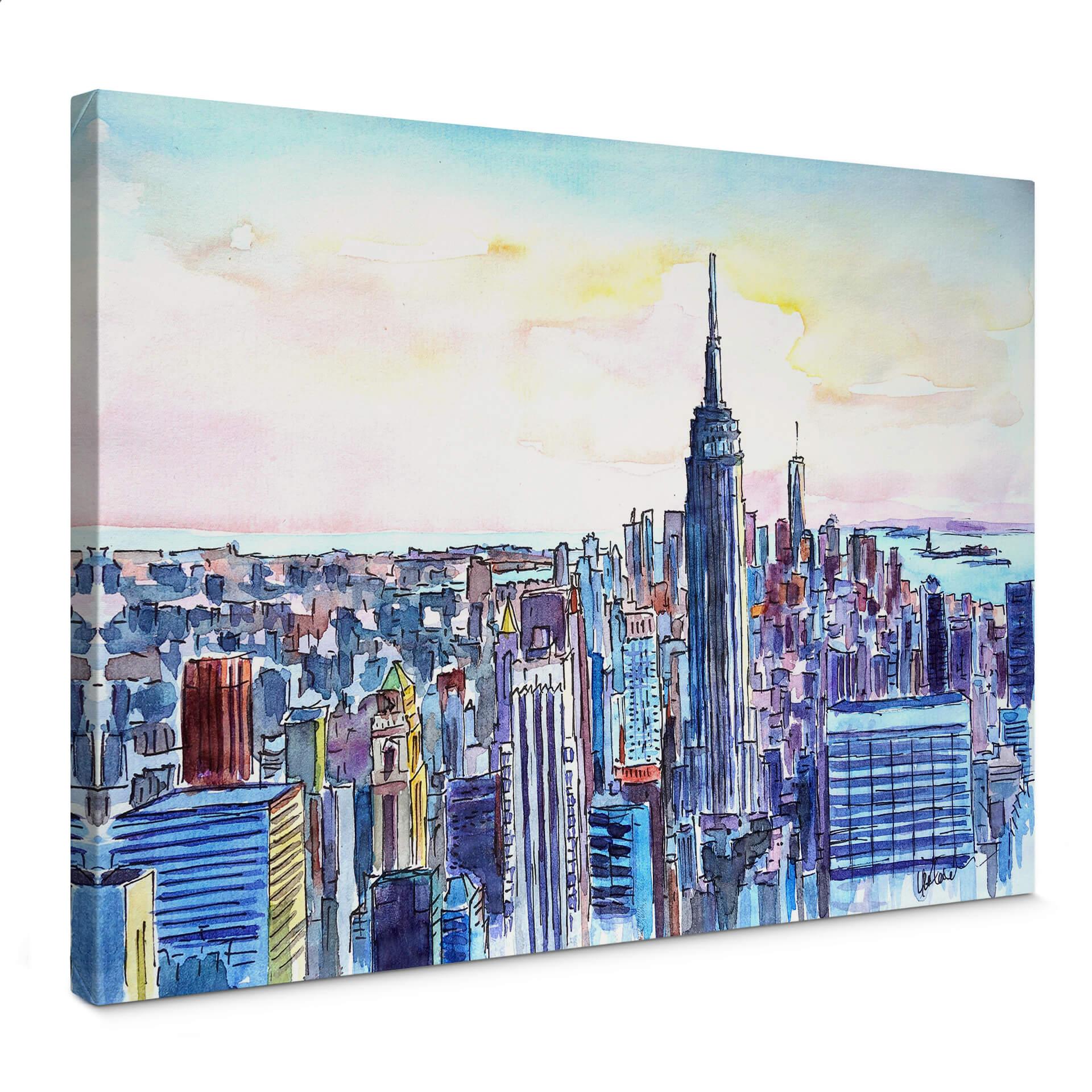 Lienzo Bleichner - Manhattan Skyline - Acuarela
