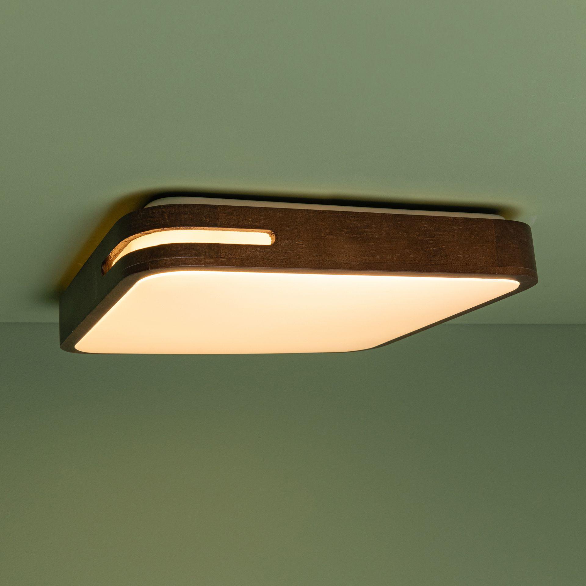 LED Deckenleuchte Viola, braun, 40 x 40 cm, quadratisch, Holz Innenleuchte