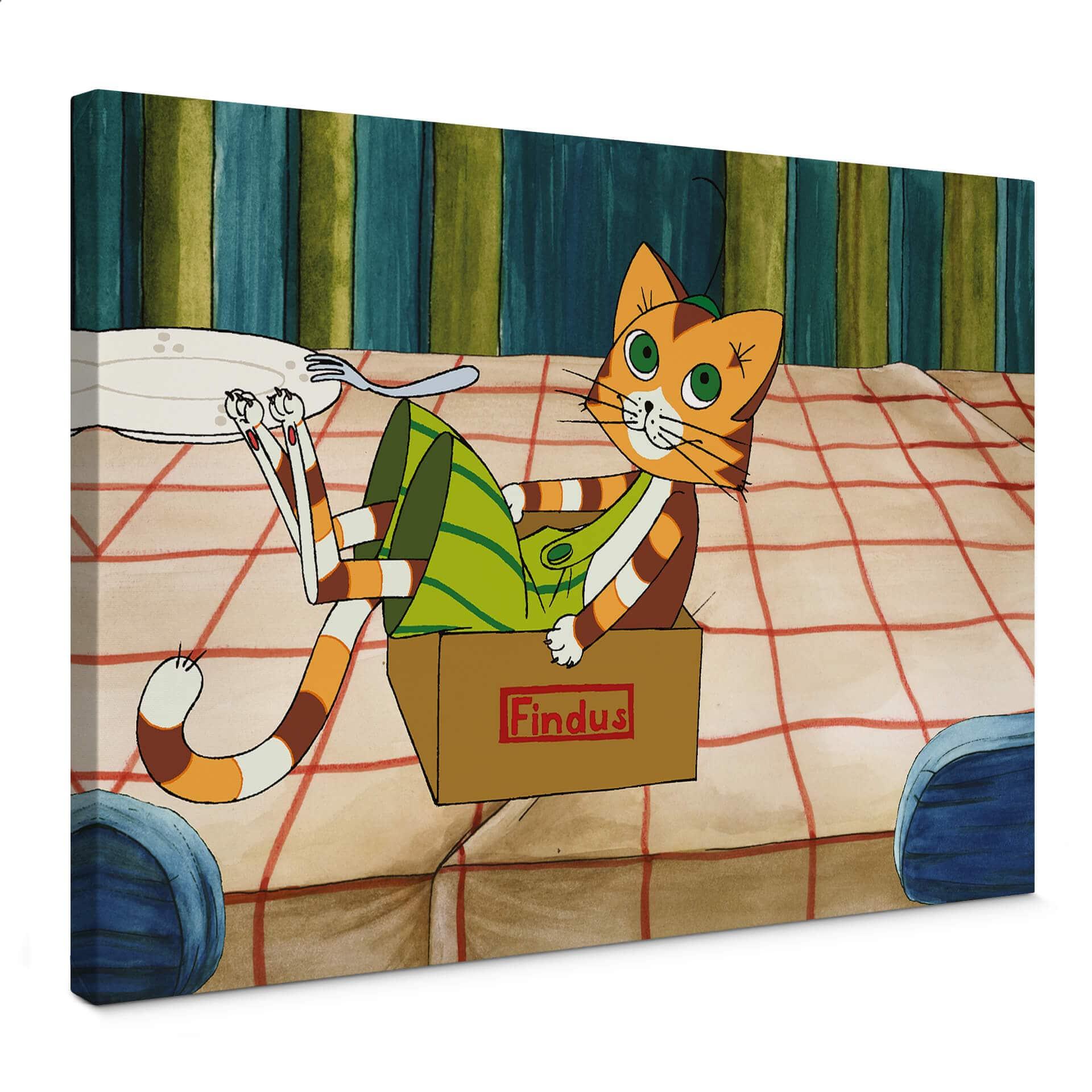 Lienzo Pettersson y Findus - Findus y su caja