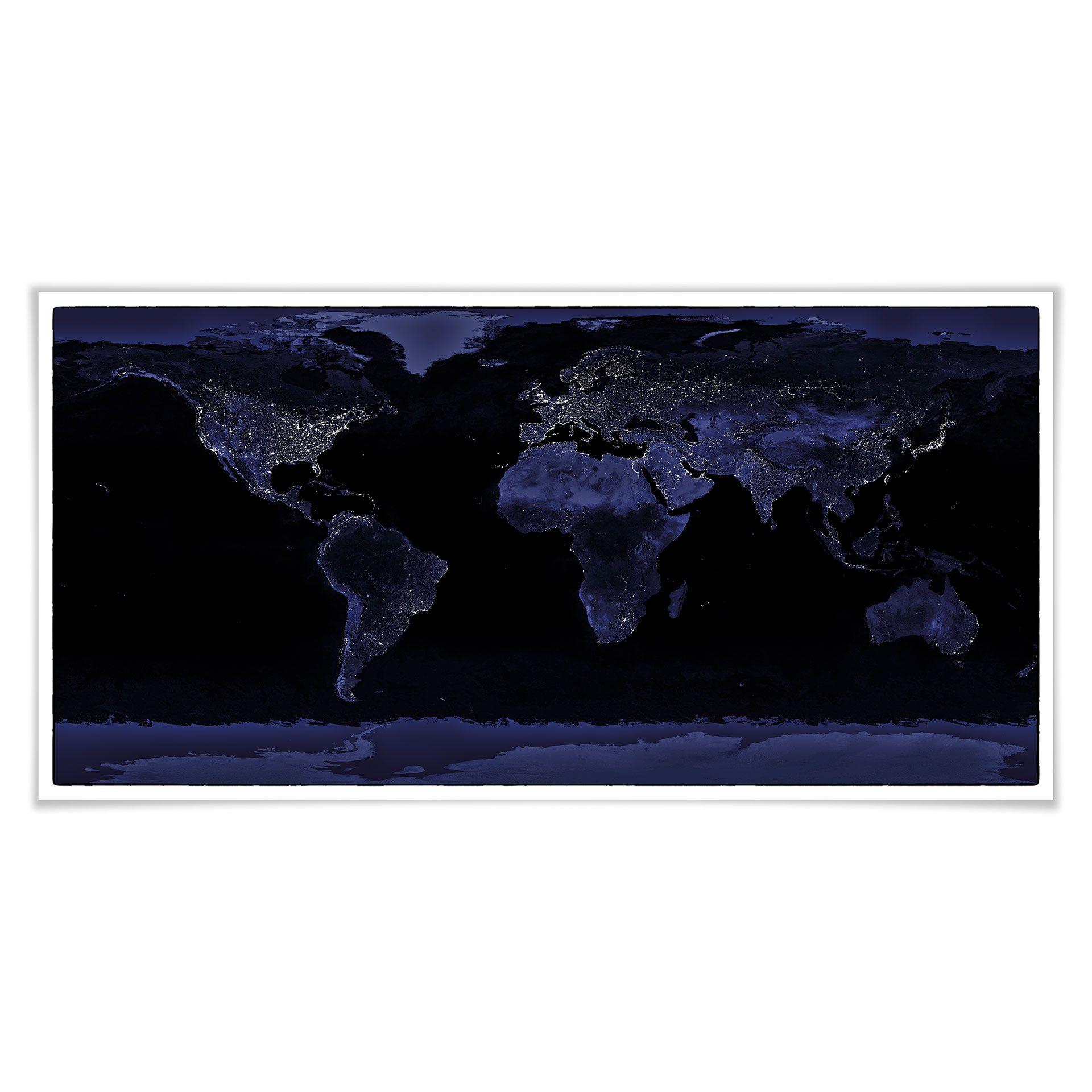 Póster mapamundi - imagen nocturna por satélite