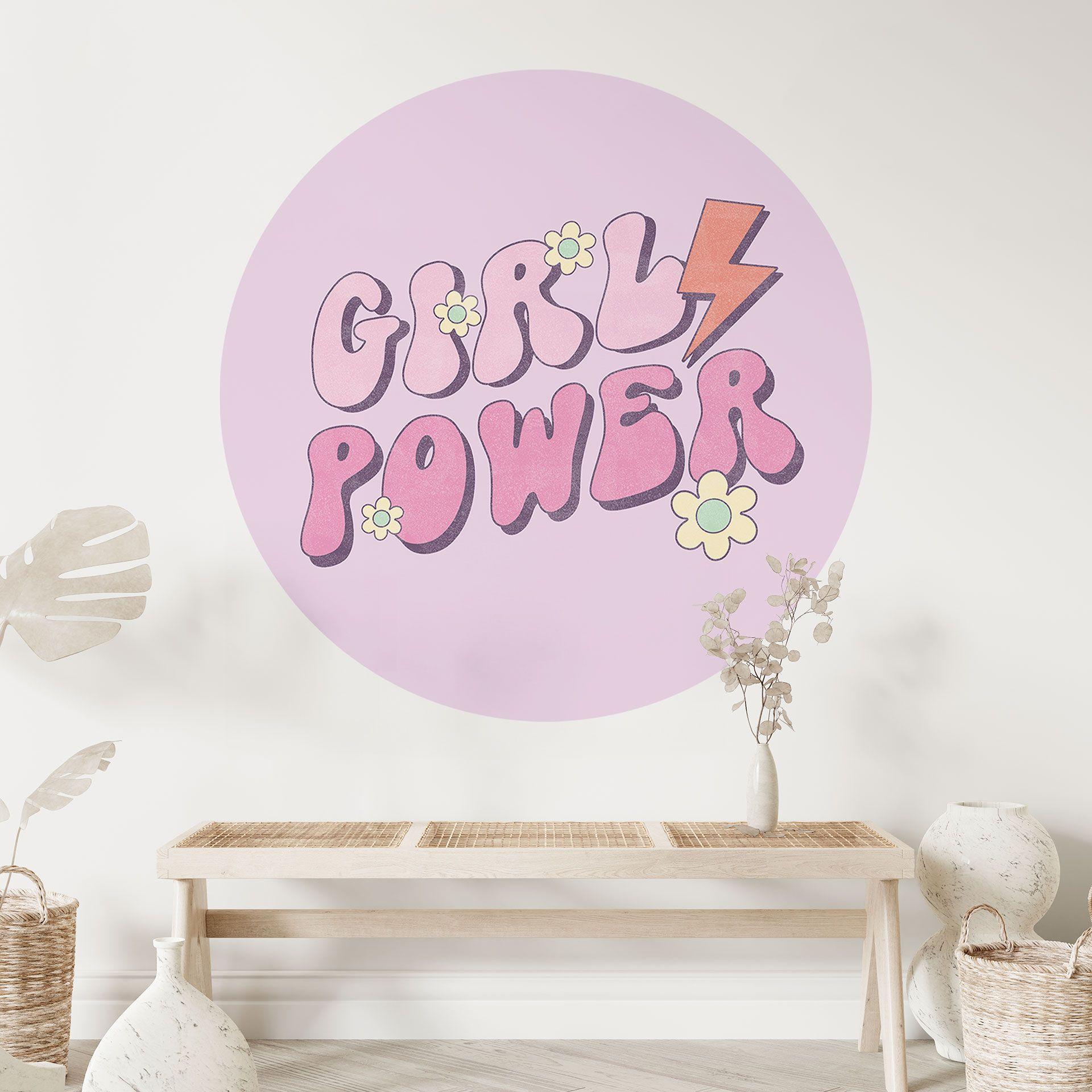 Vinilo decorativo Girl Power retro lettering púrpura - redondo