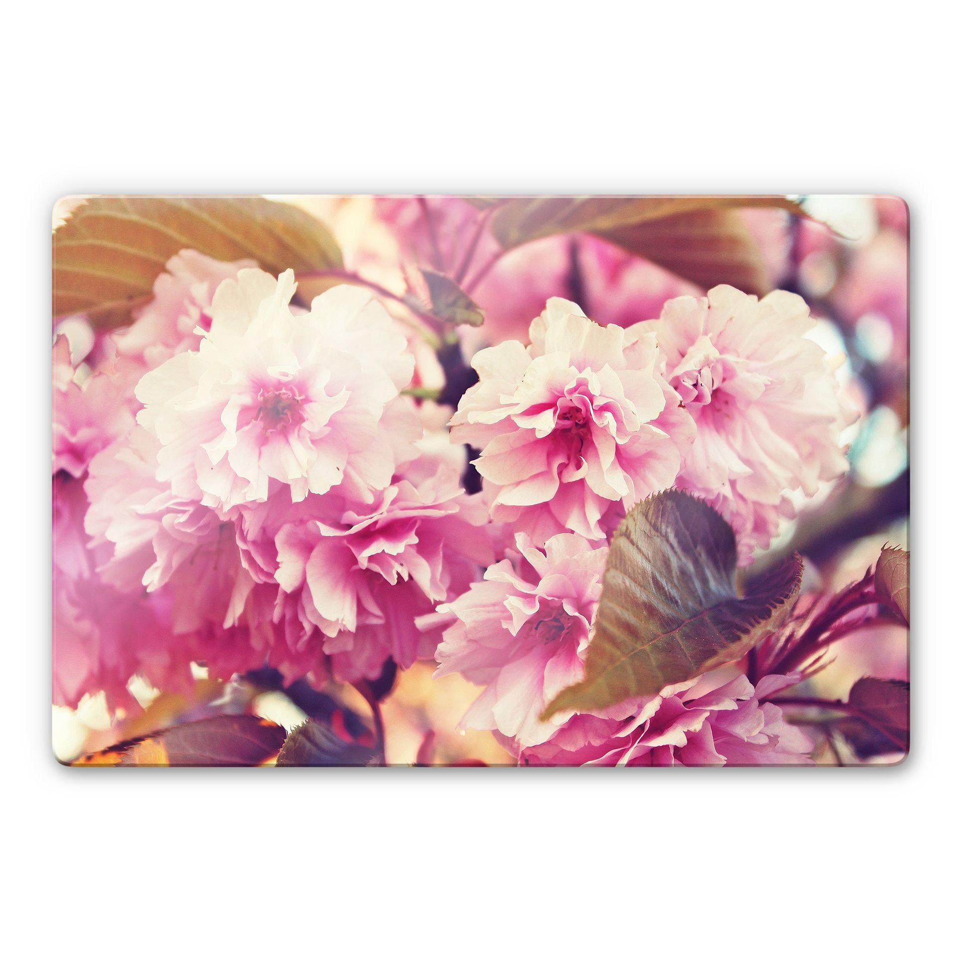 Tableau en verre - Fleurs de cerisier vintage