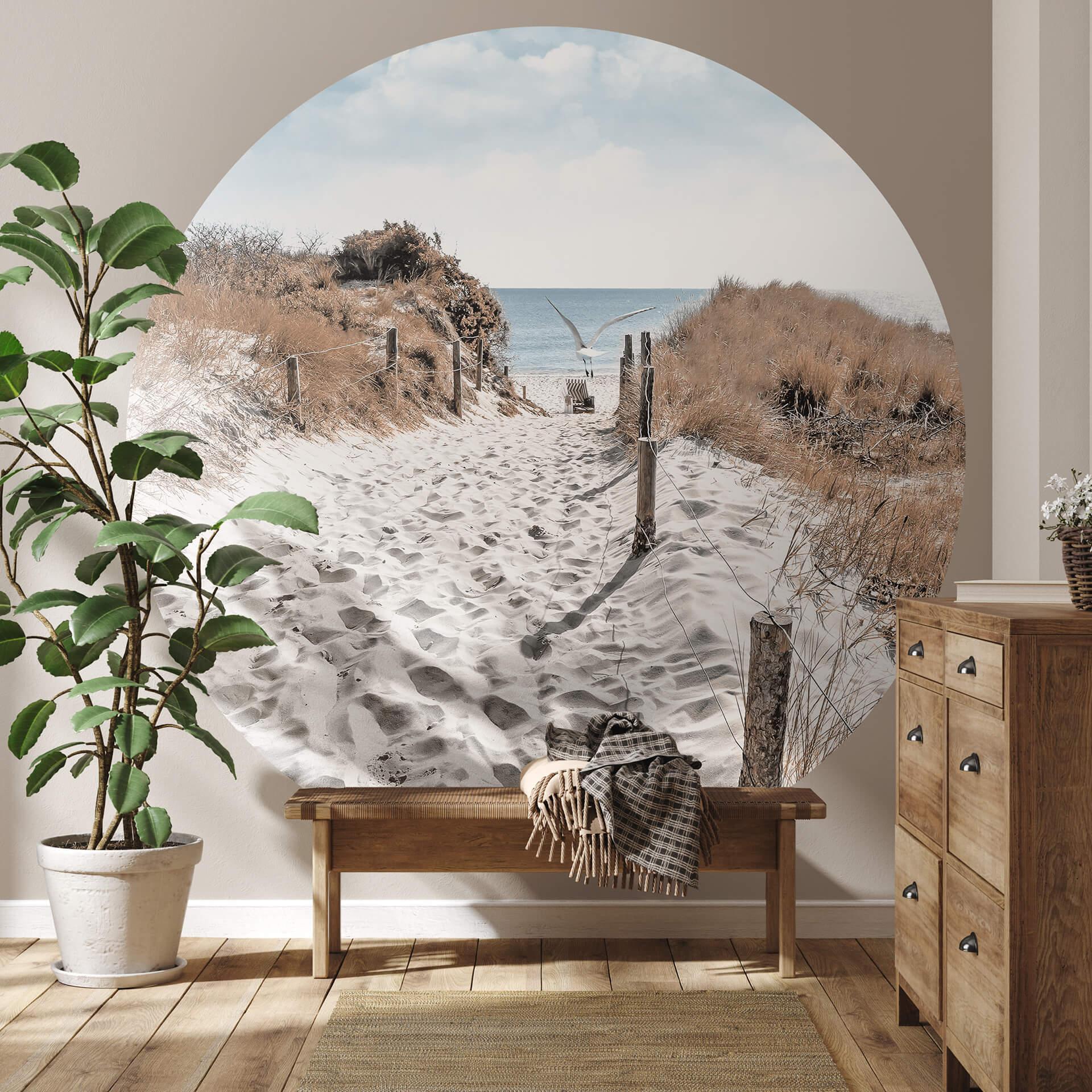 Fototapet strandklitter - rund - vliesetapet/selvklæbende non-woven tapet