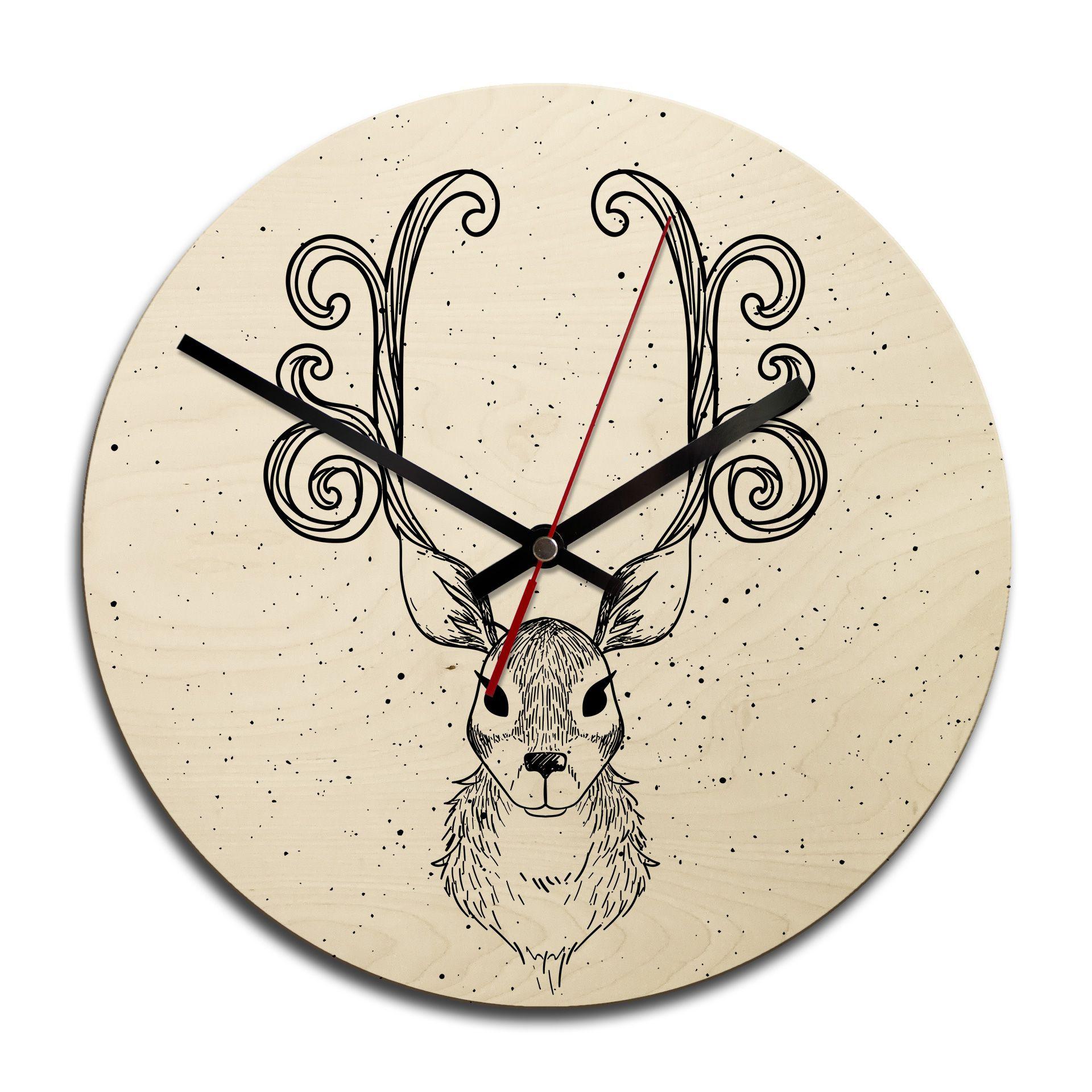 Horloge murale en bois - Cerf 