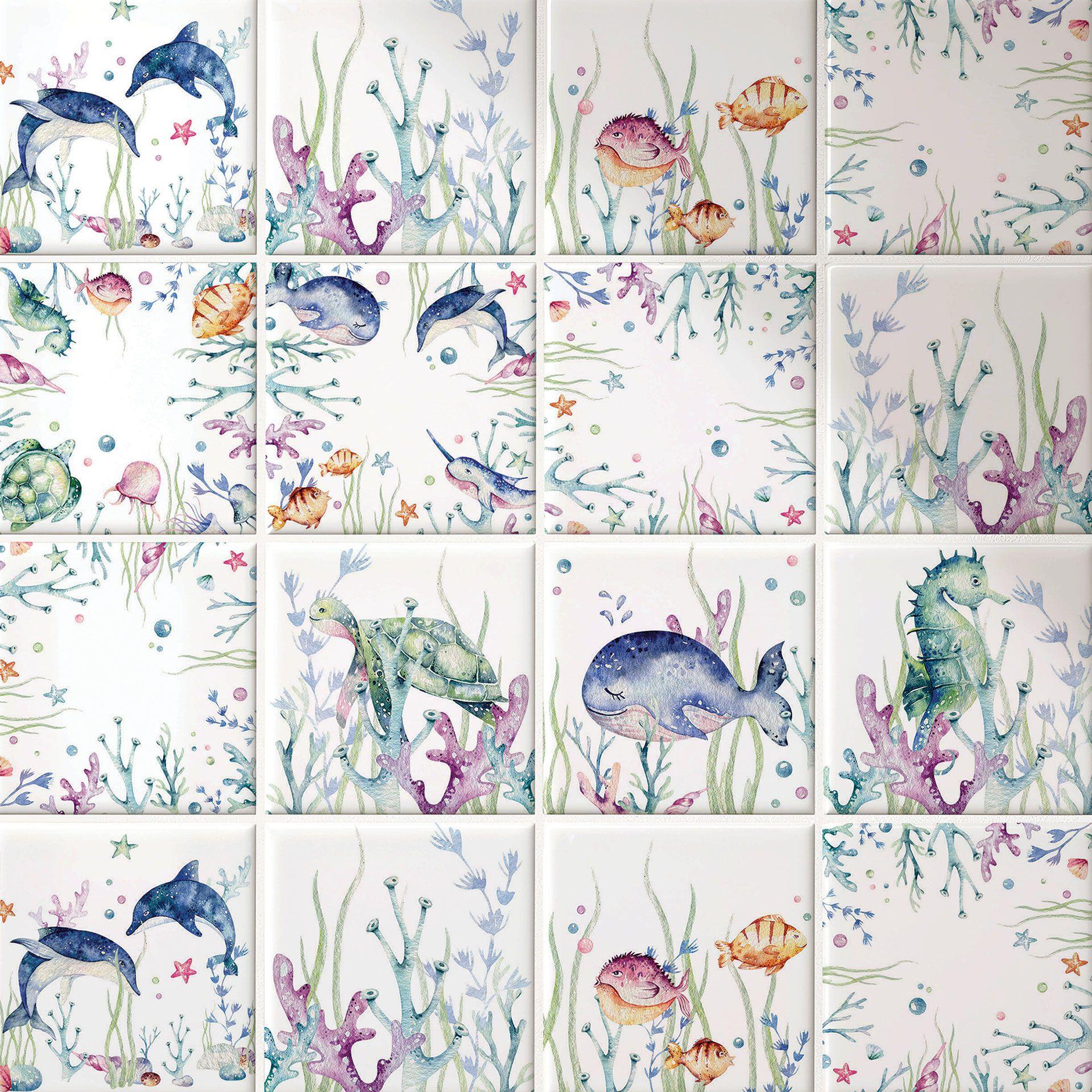 Azulejos Adhesivos Kvilis - Colorido mundo submarino - lote de 12
