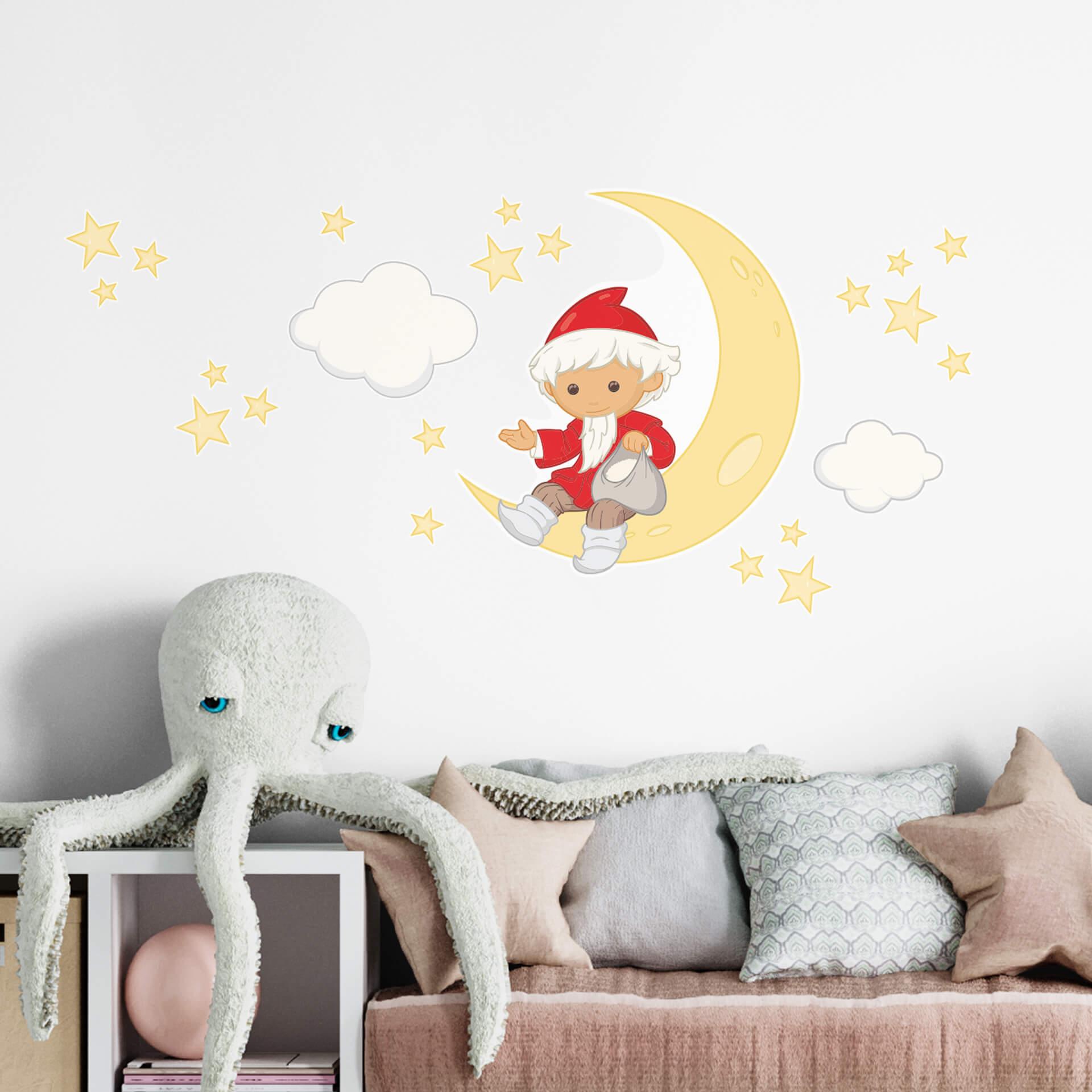 Wall Sticker  Sandmand med måne og stjerner - 50x70 cm